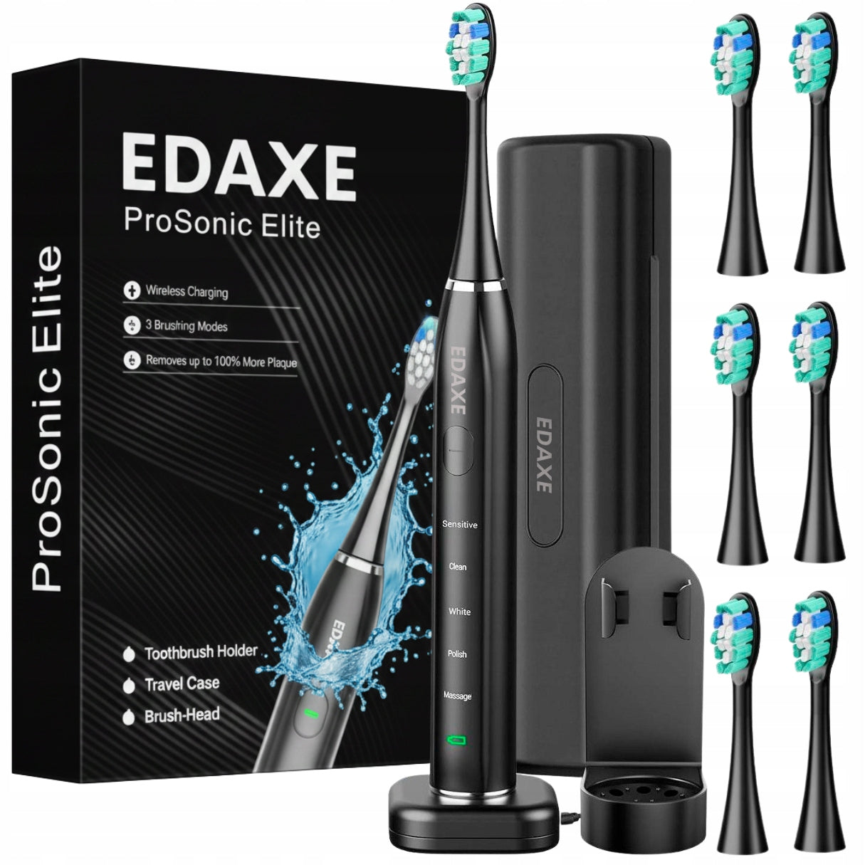Sonic toothbrush EDAXE – thorough cleaning of 5 modes 6 case tips