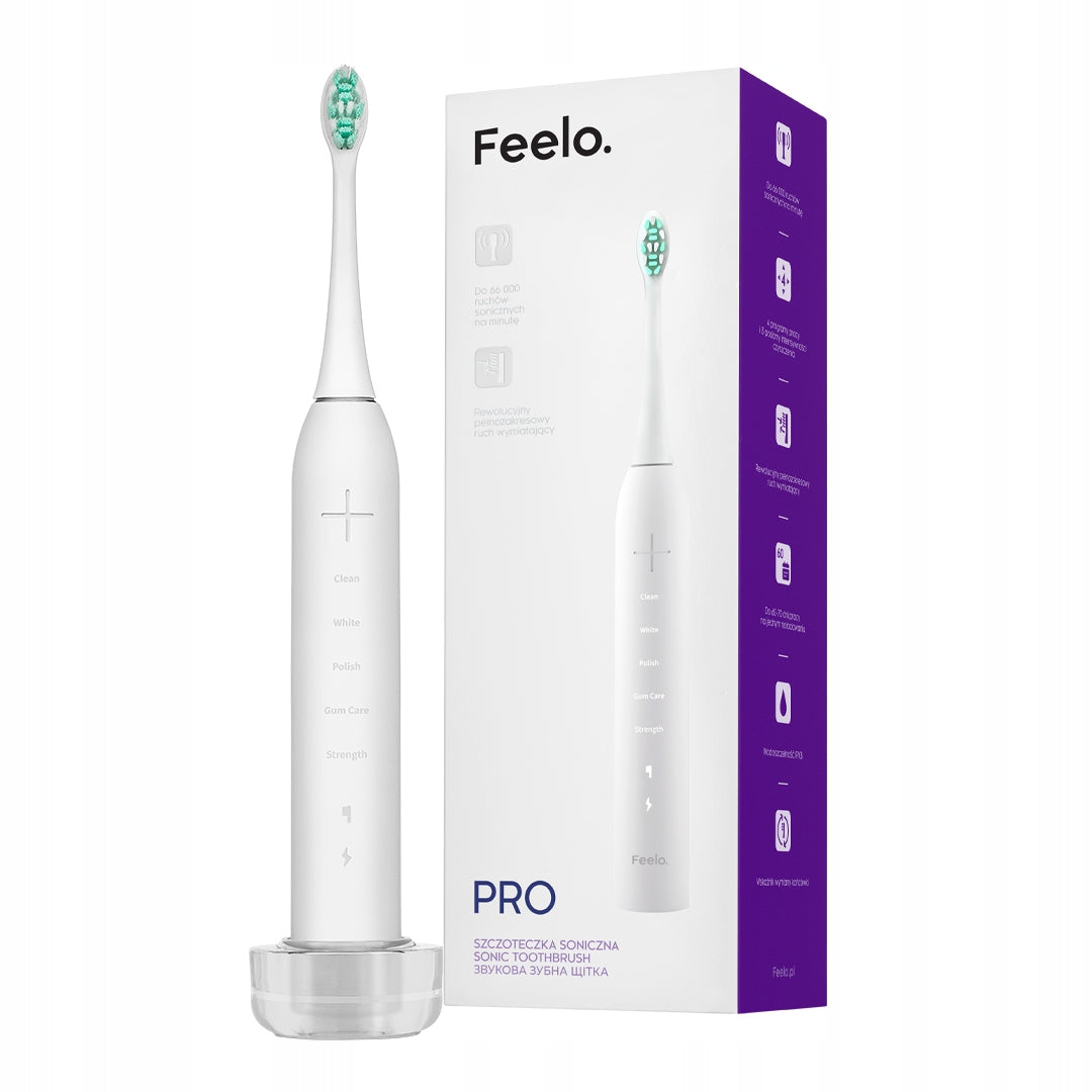 Sonic toothbrush Feelo PRO White with case white