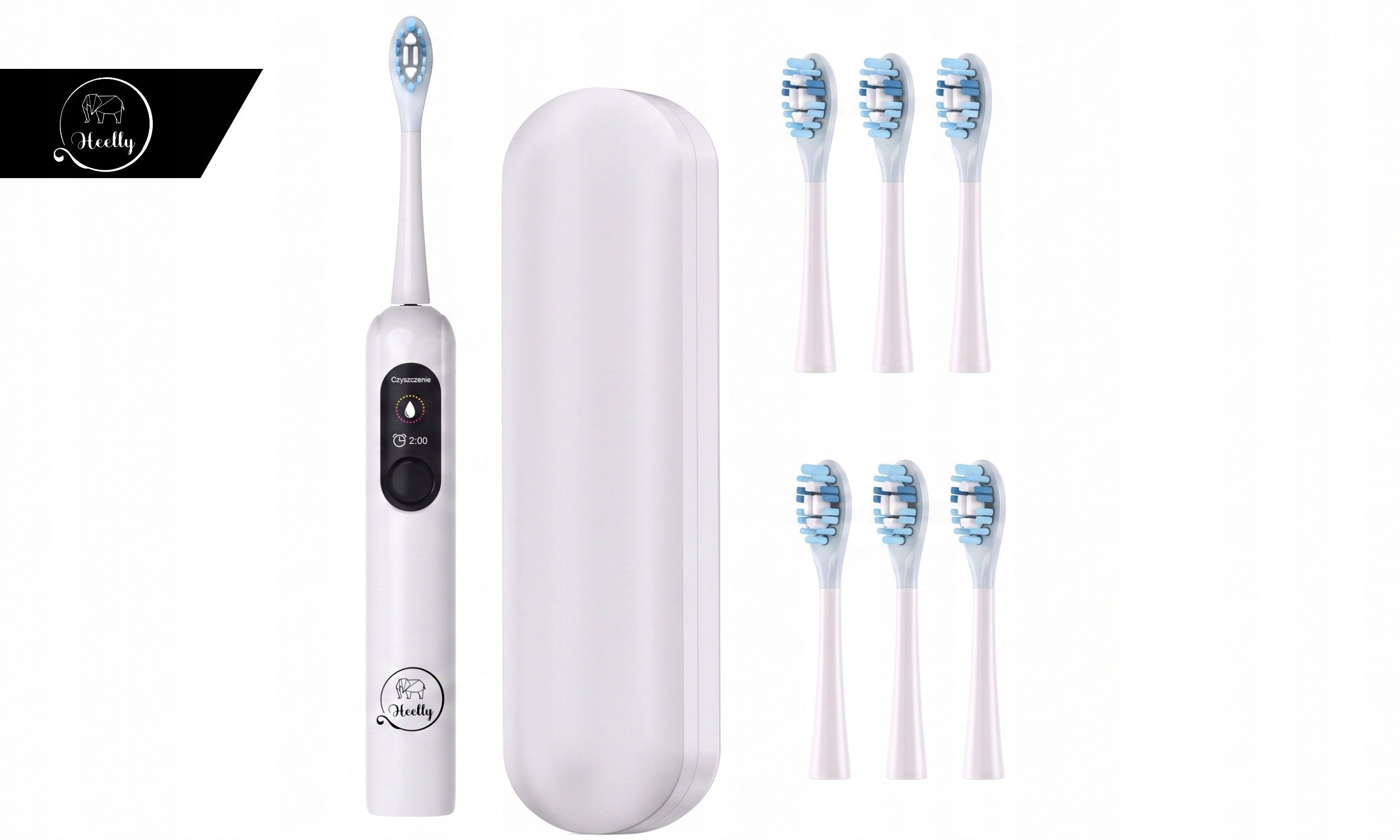 Sonic toothbrush HEELLY Electric PL Menu 6 tips Pouch Packaging status original