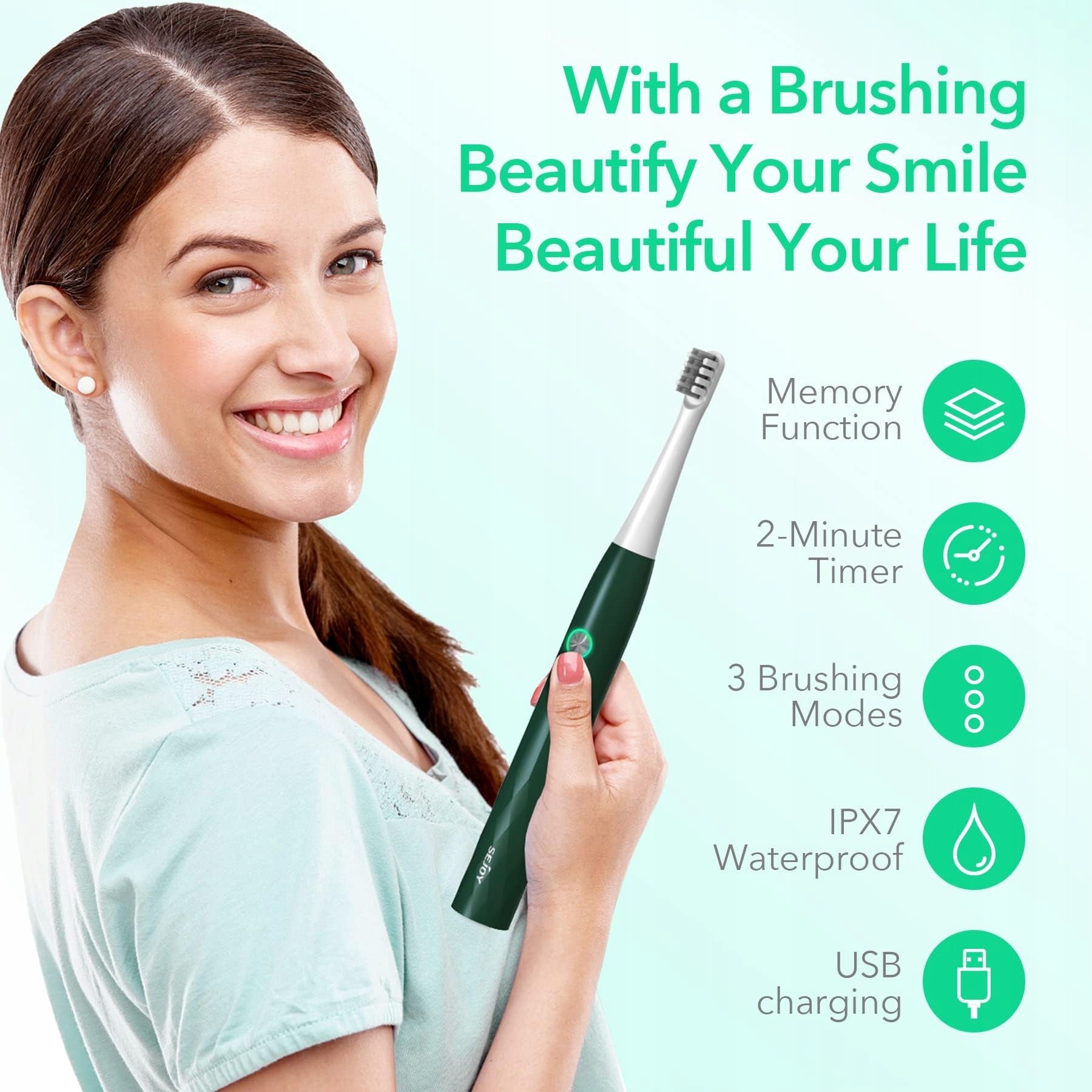 Sonic toothbrush Maltec 6 modes rechargeable waterproof IPX8 Packaging status original