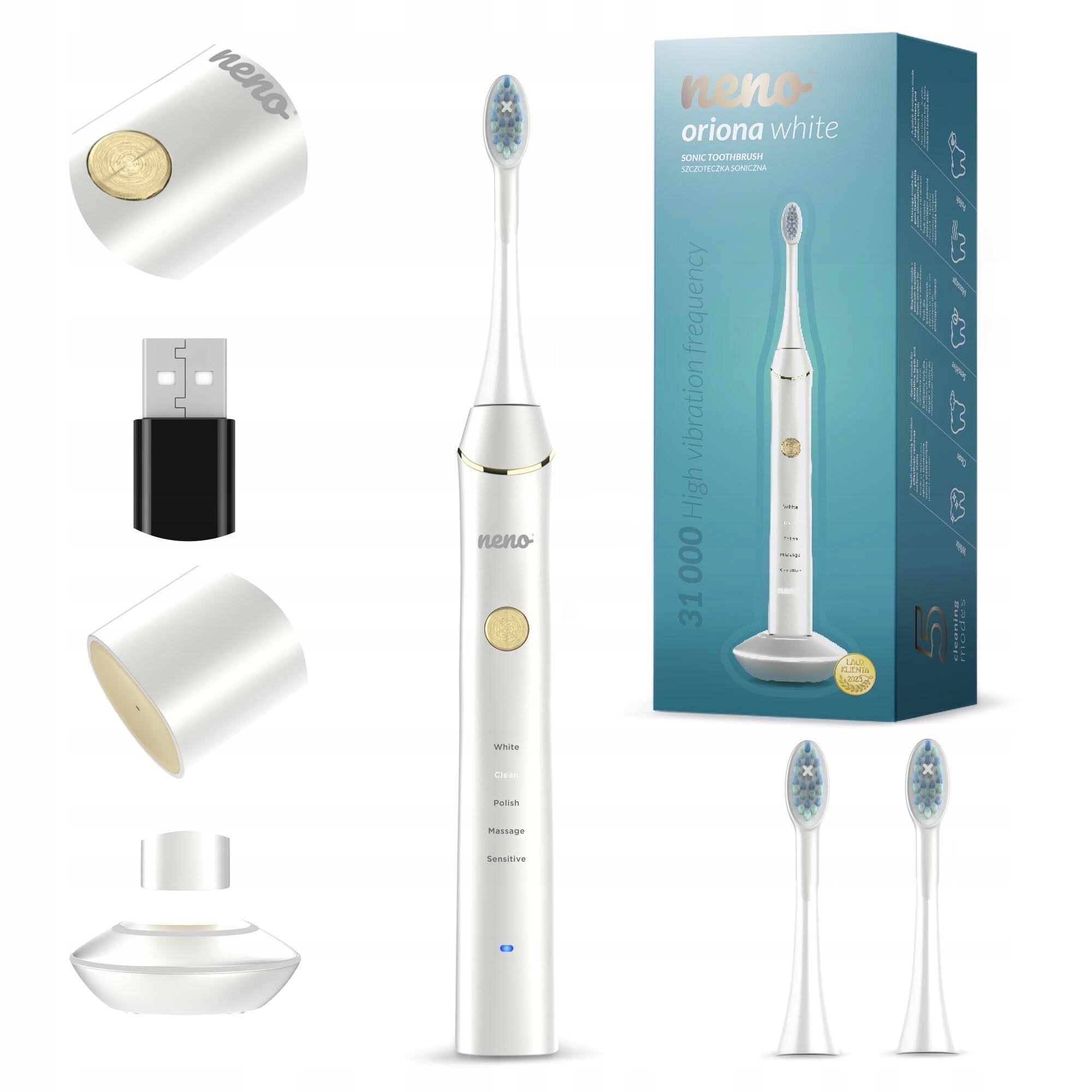 Sonic toothbrush NENO Oriona White Manufacturer code ORIONA