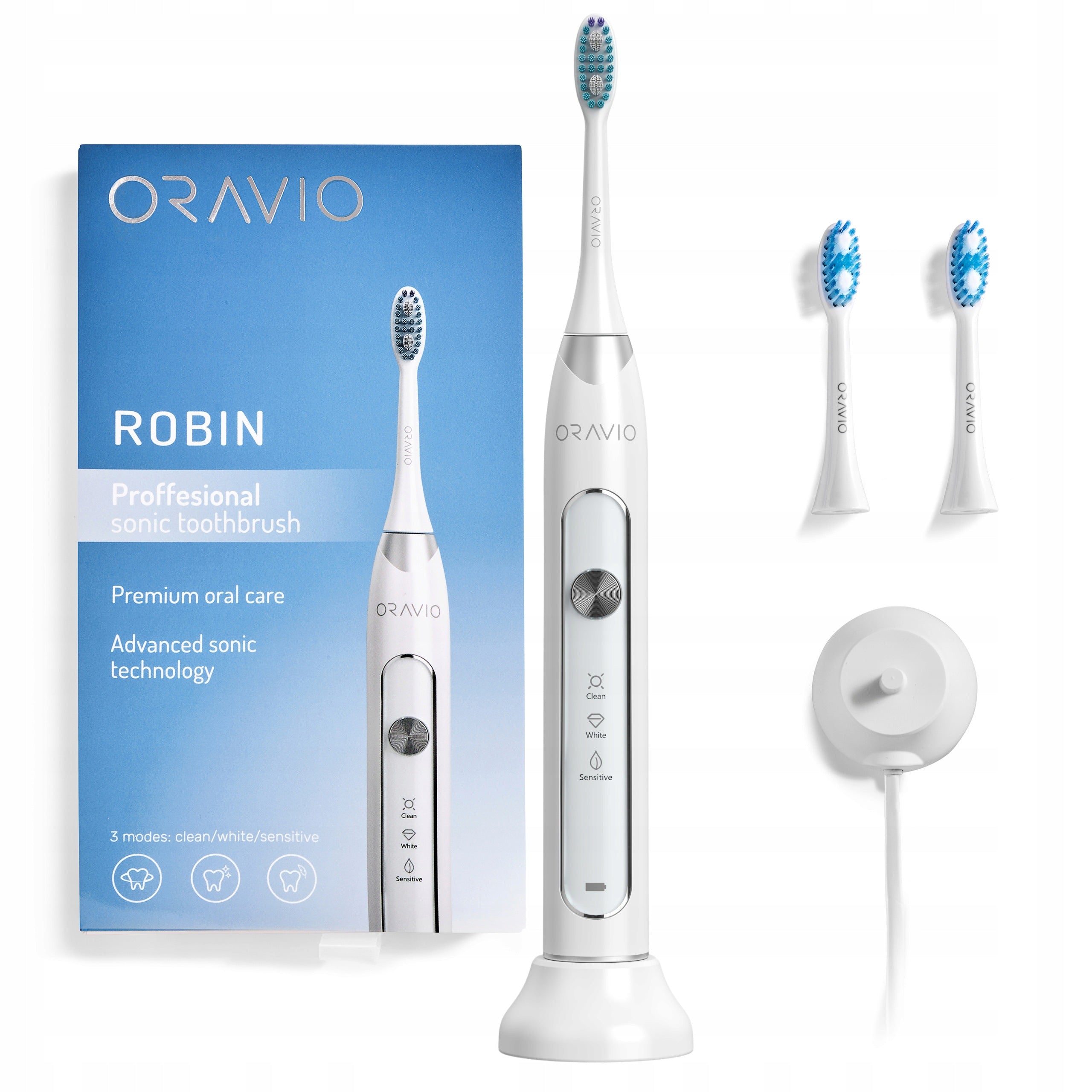 Sonic toothbrush ORAVIO Robin +2heads