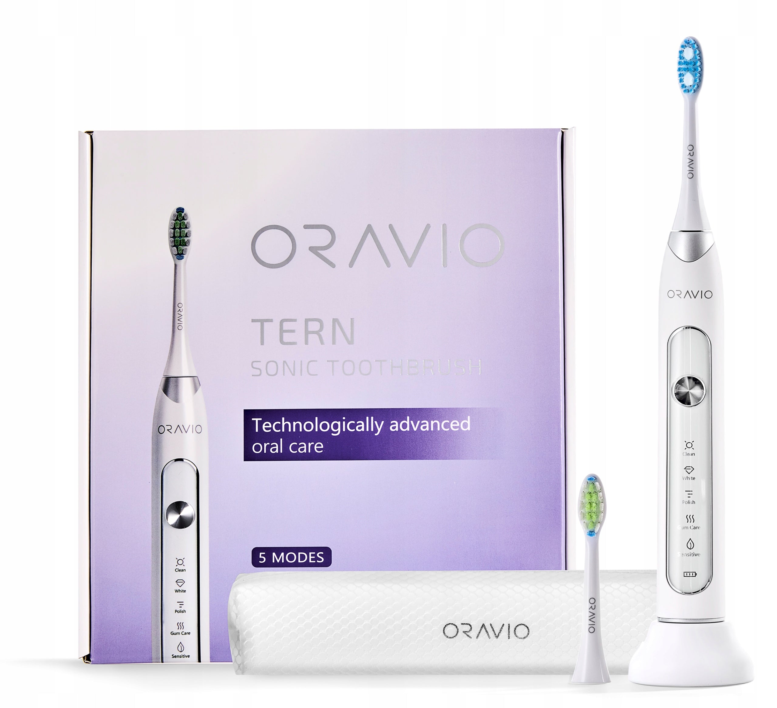 Sonic toothbrush ORAVIO Tern 5 modes CASE 2 tips Manufacturer code 5903738837021
