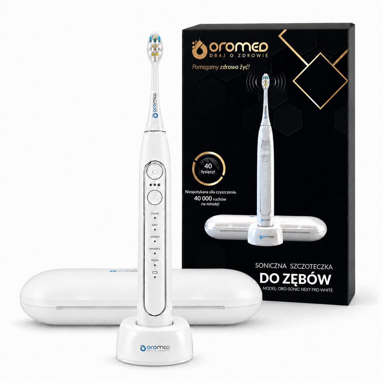 Sonic toothbrush OROMED SONIC NEXT PRO WHITE INDUCTION 40 thousand