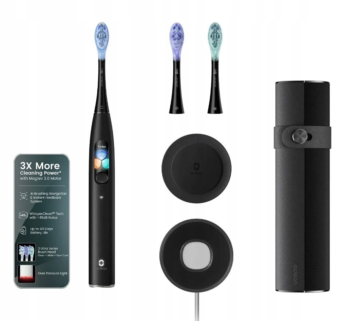 Sonic toothbrush Oclean X Ultra 20 Set black 3 tips holder case