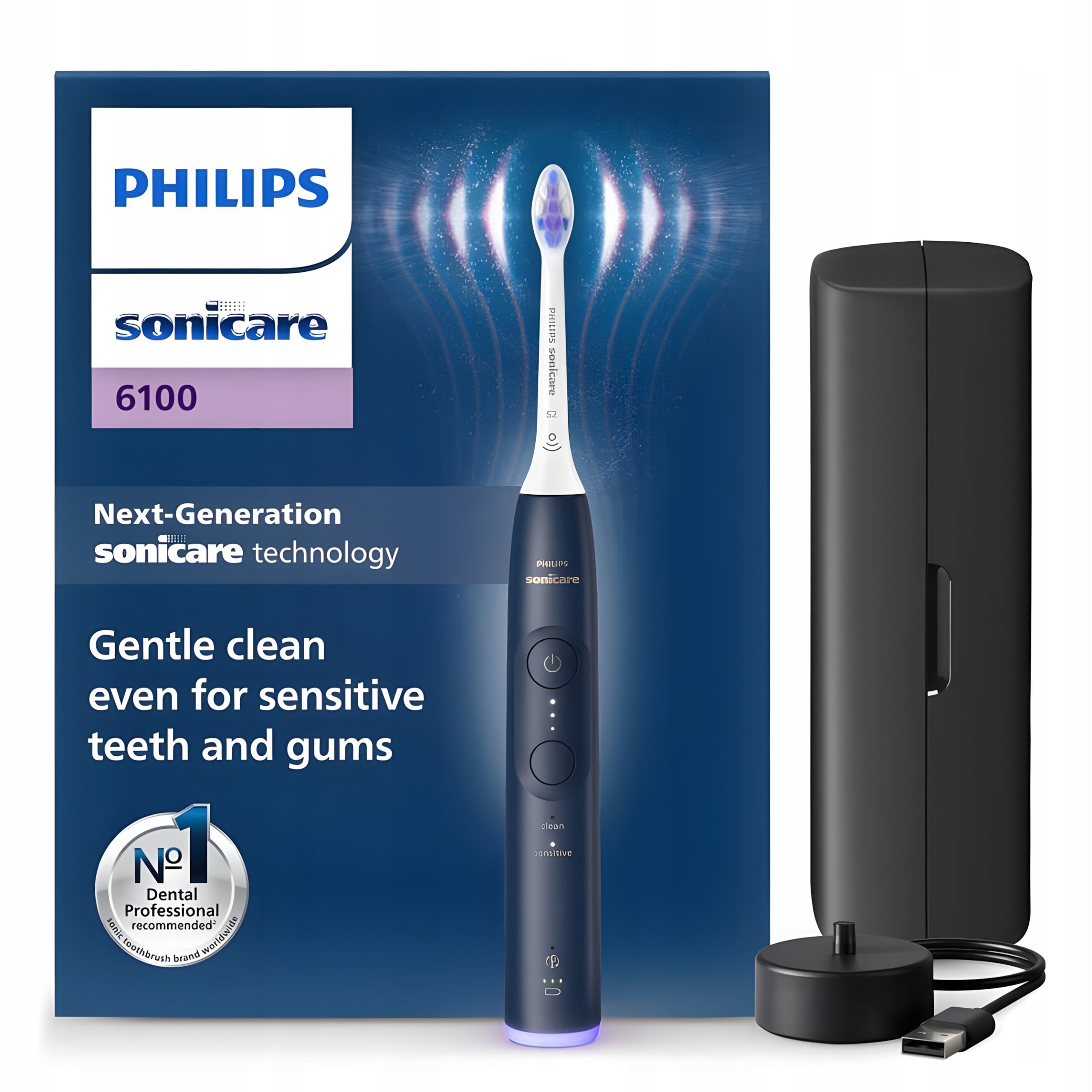 Sonic toothbrush Philips Sonicare 6100 HX7403/05 2 modes navy blue