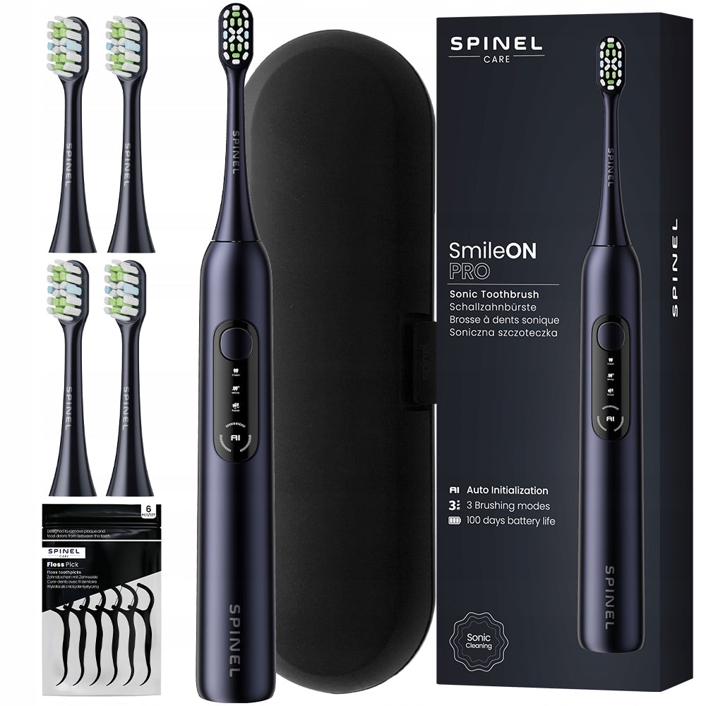 Sonic toothbrush SPINEL CARE SmileOn black smart Ai + set