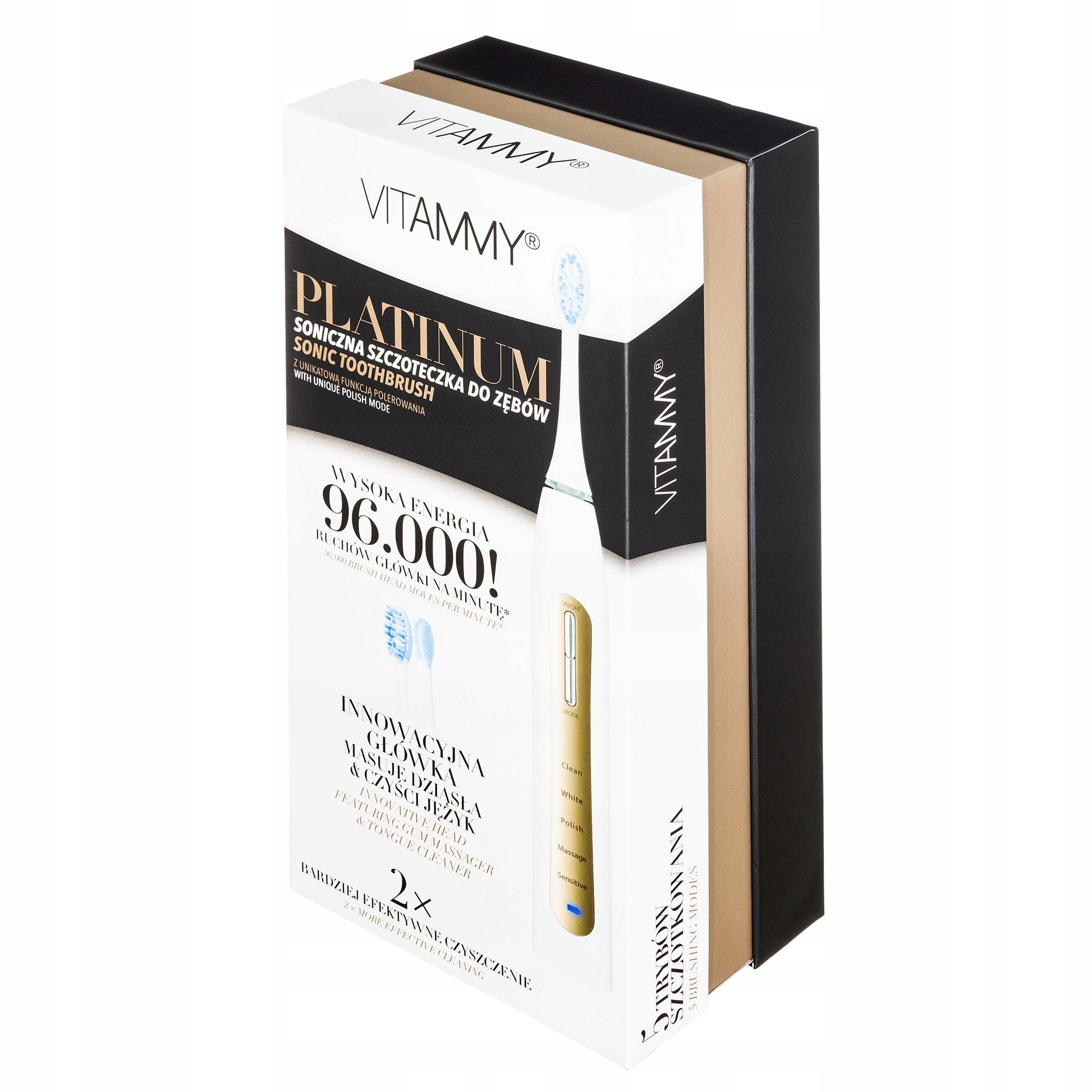 Sonic toothbrush VITAMMY Platinum rechargeable 2 tips 5 modes Manufacturer code VITAMMY TB9051