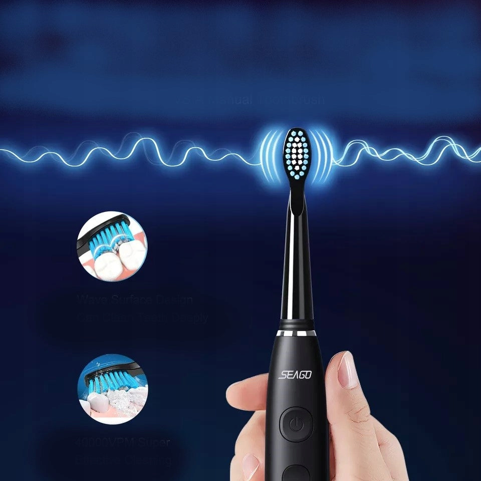 Sonic toothbrush, case, 5 tips, black, SEAGO SG-575 Manufacturer code GL1028