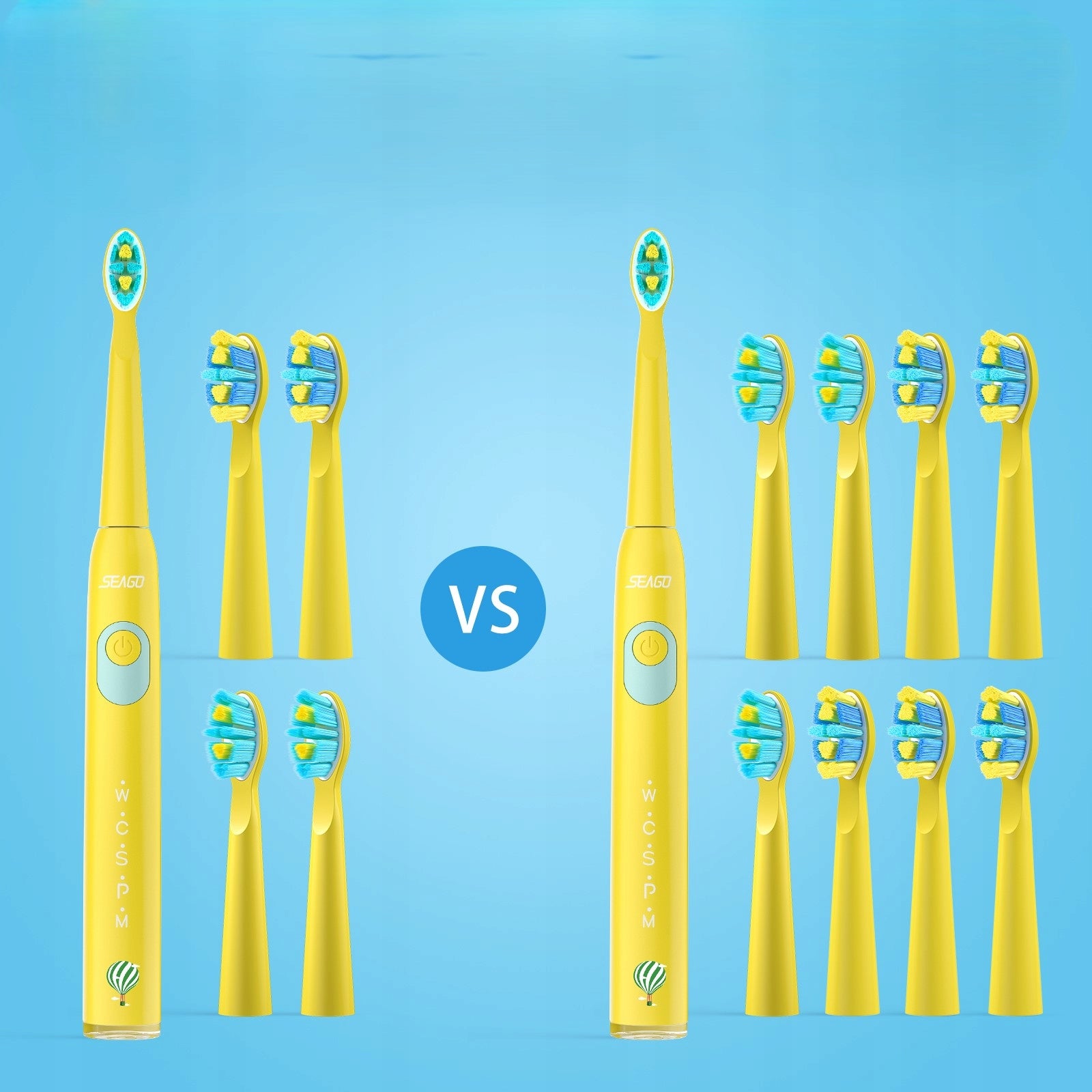 Sonic toothbrush for children 6-12 years SEAGO SG-2303, 8 tips - yellow Medical device no