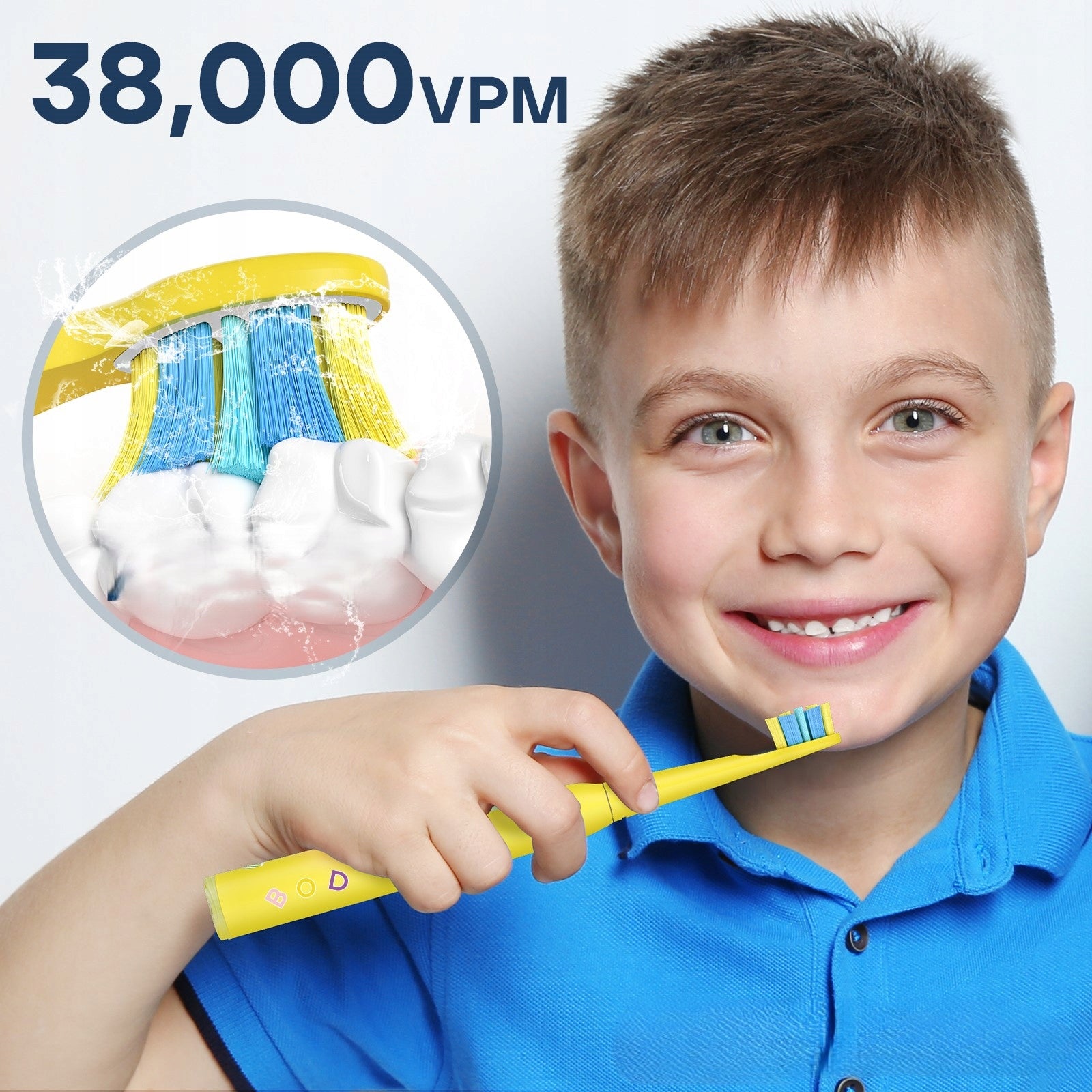 Sonic toothbrush for children 6-12 years SEAGO SG-2303, 8 tips - yellow Packaging status original