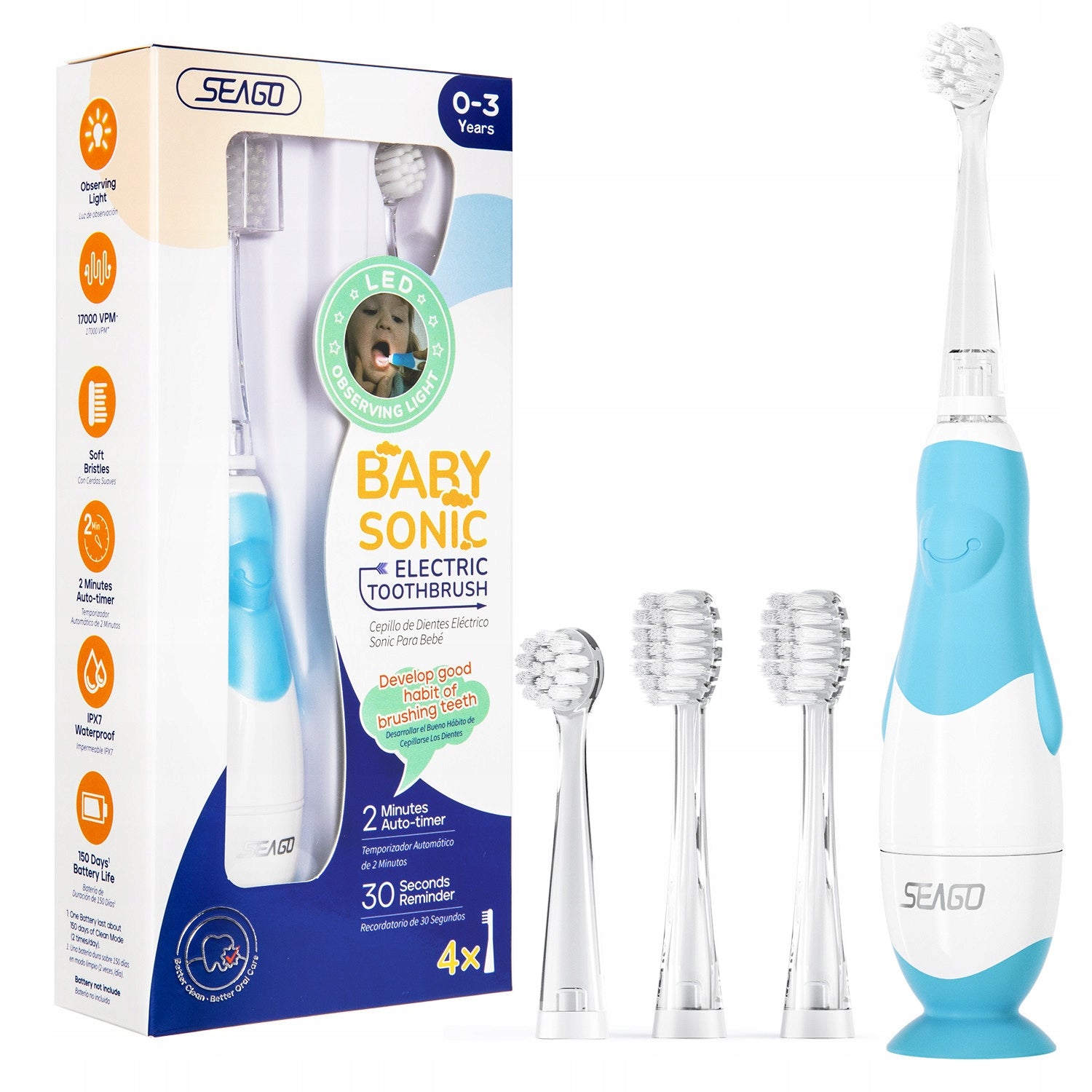 Sonic toothbrush for children Seago SG-513 blue