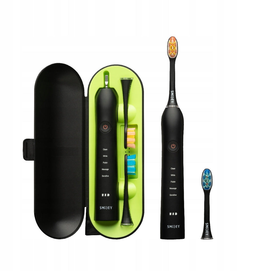 Sonic toothbrush in case + 2x replacement tip Power supply rechargeable battery