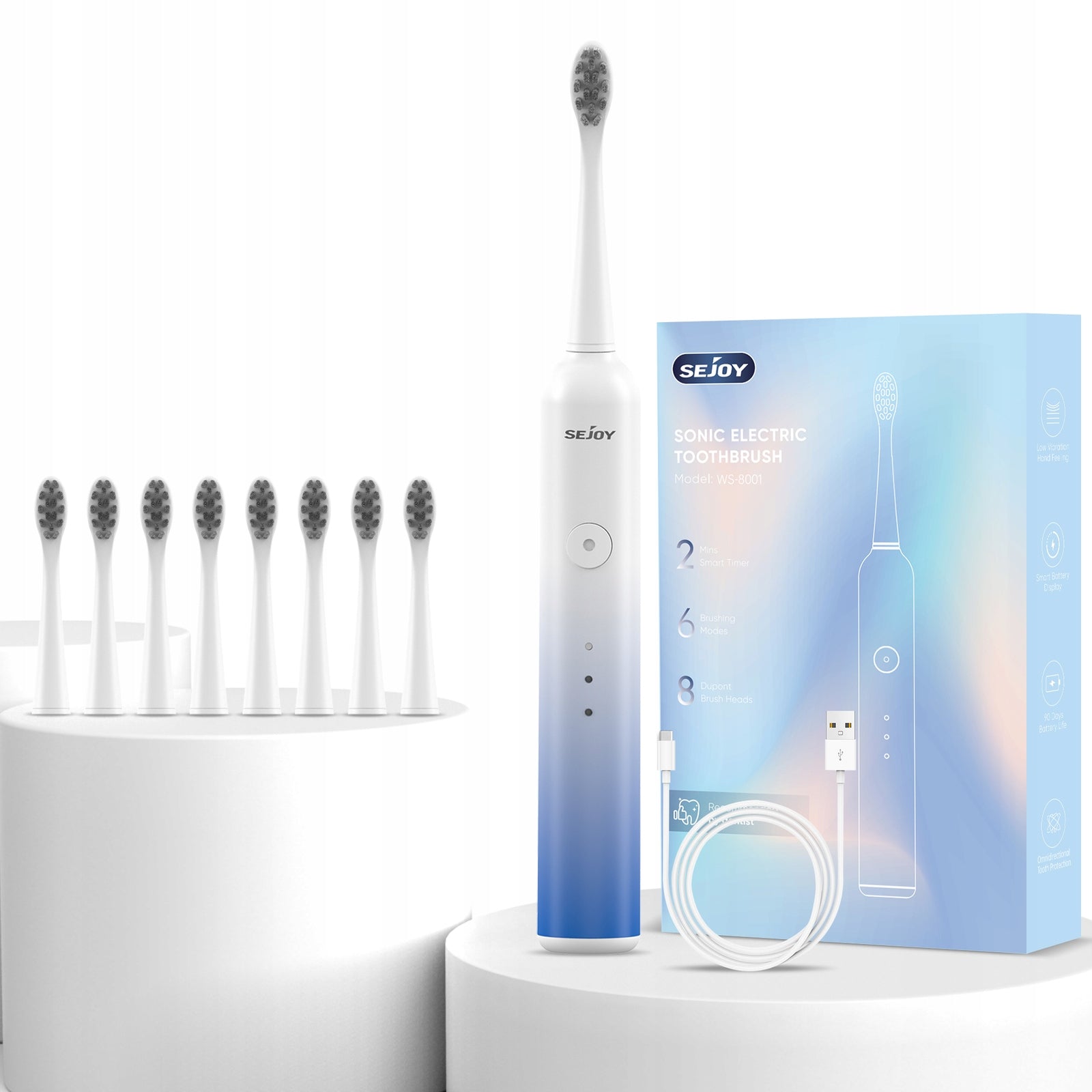 Sonic toothbrush sejoy 6 modes 8 heads GIFT