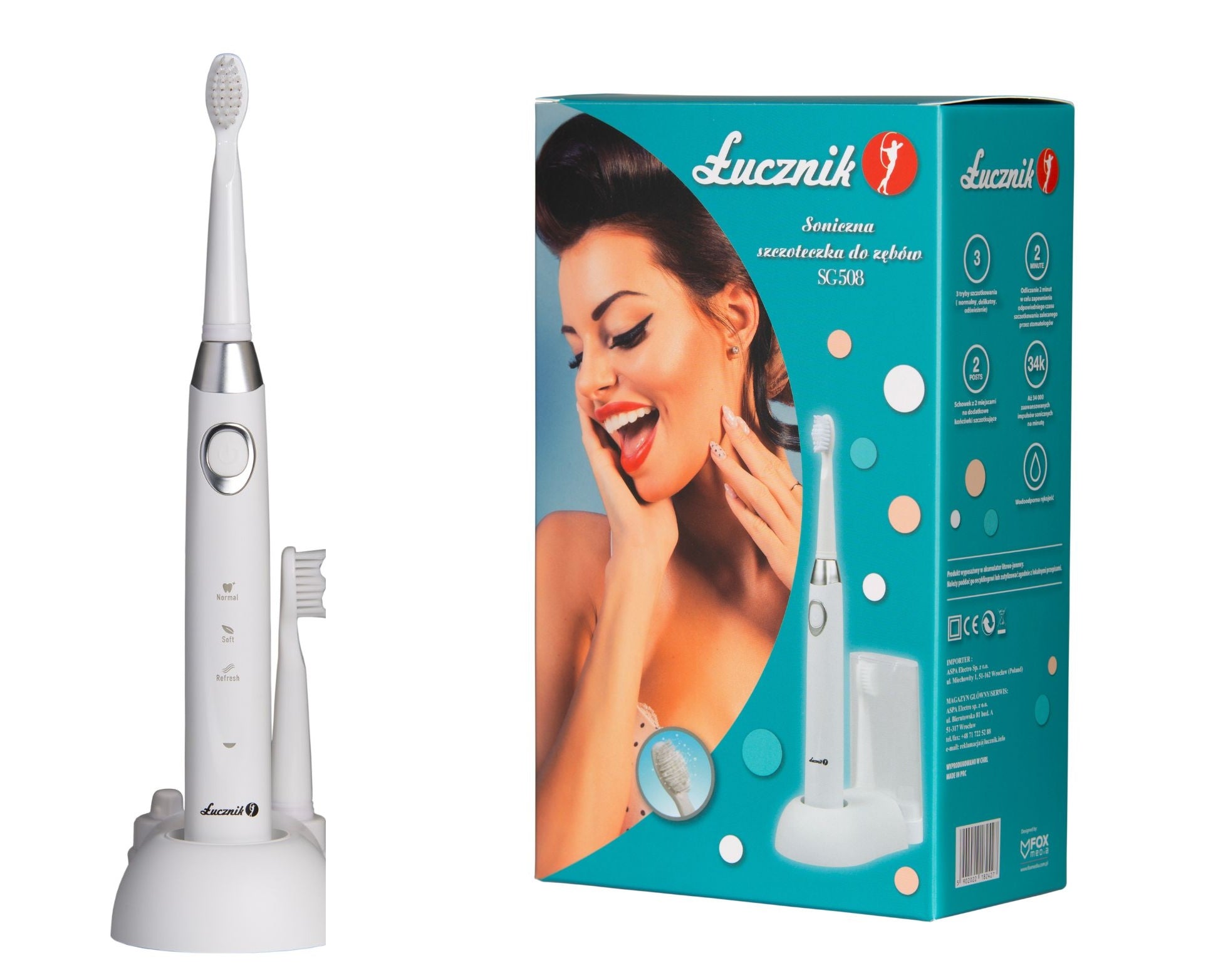Sonic toothbrush Łucznik 2 tips freebie 34.000rpm timer