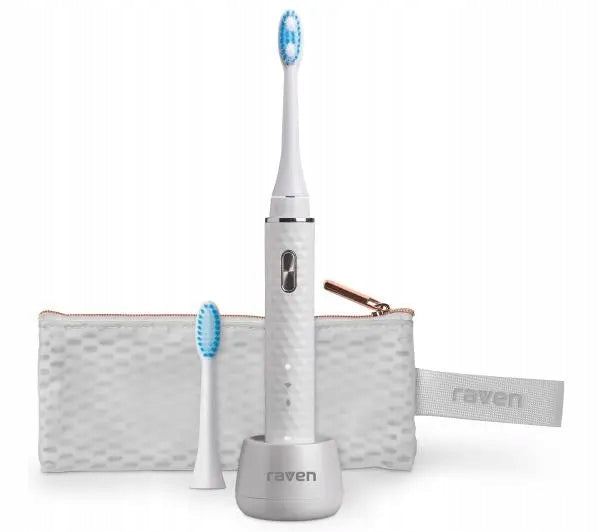 Sonic toothbrush with case RAVEN ESOS006W 3 modes 2 Tips IPX7 White