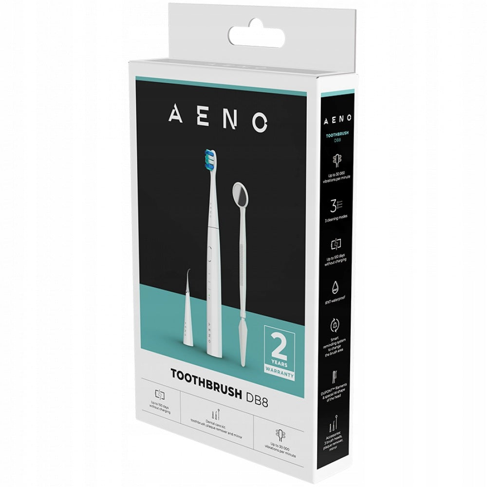 Sonic toothbrush with mirror 3 tips Aeno DB8 white Medical device no