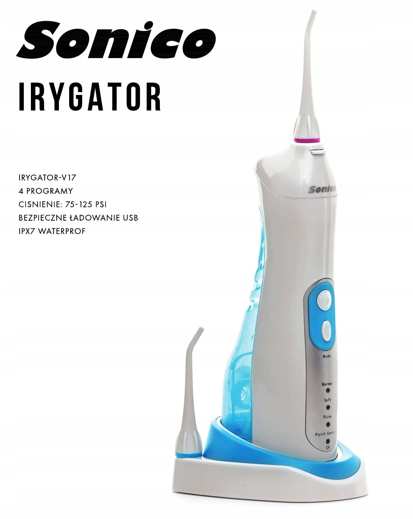 Sonico Irrigator V-17 Super Powerful 4 programs!! EAN (GTIN) 5902205591077