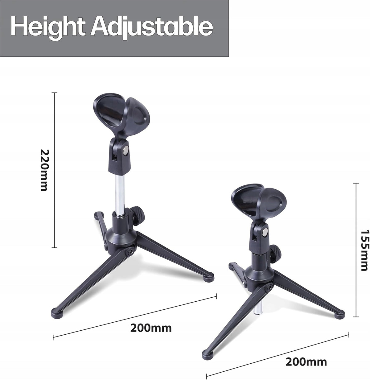 SoundLab Compact Black Tabletop Microphone Stand with Clip Packaging status original