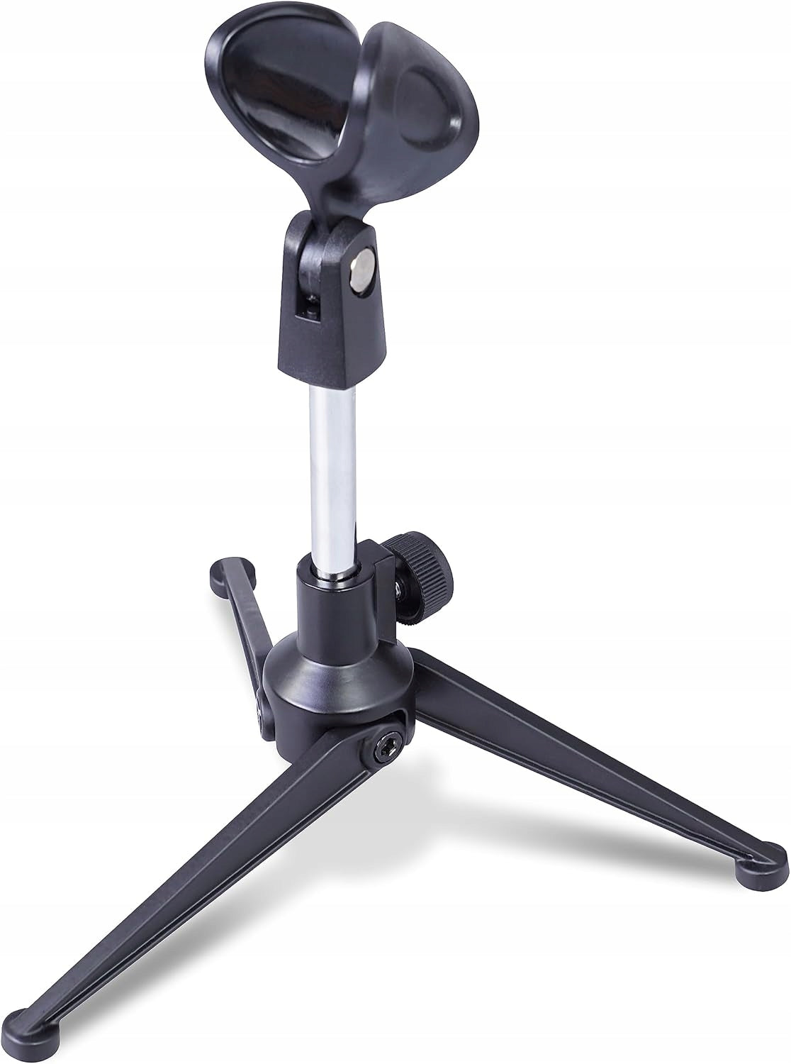 SoundLab Compact Black Tabletop Microphone Stand with Clip