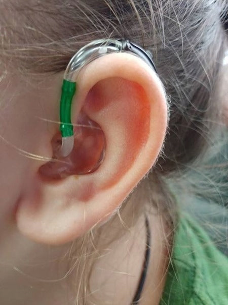 Soundproof Tube Hose for Hearing Aid Insert 10 cm - Green Batteries included no