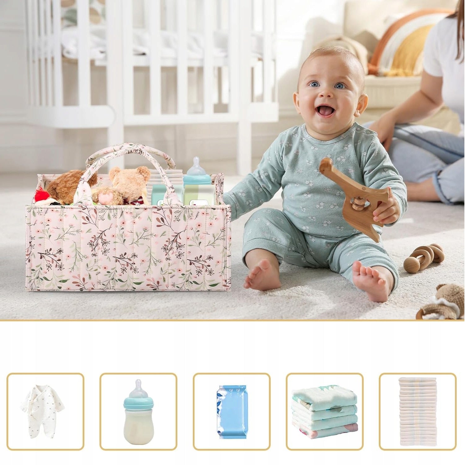 Spacious Baby Bag 38x25x18cm For Diapers And Toys With Handles Brand Bedee