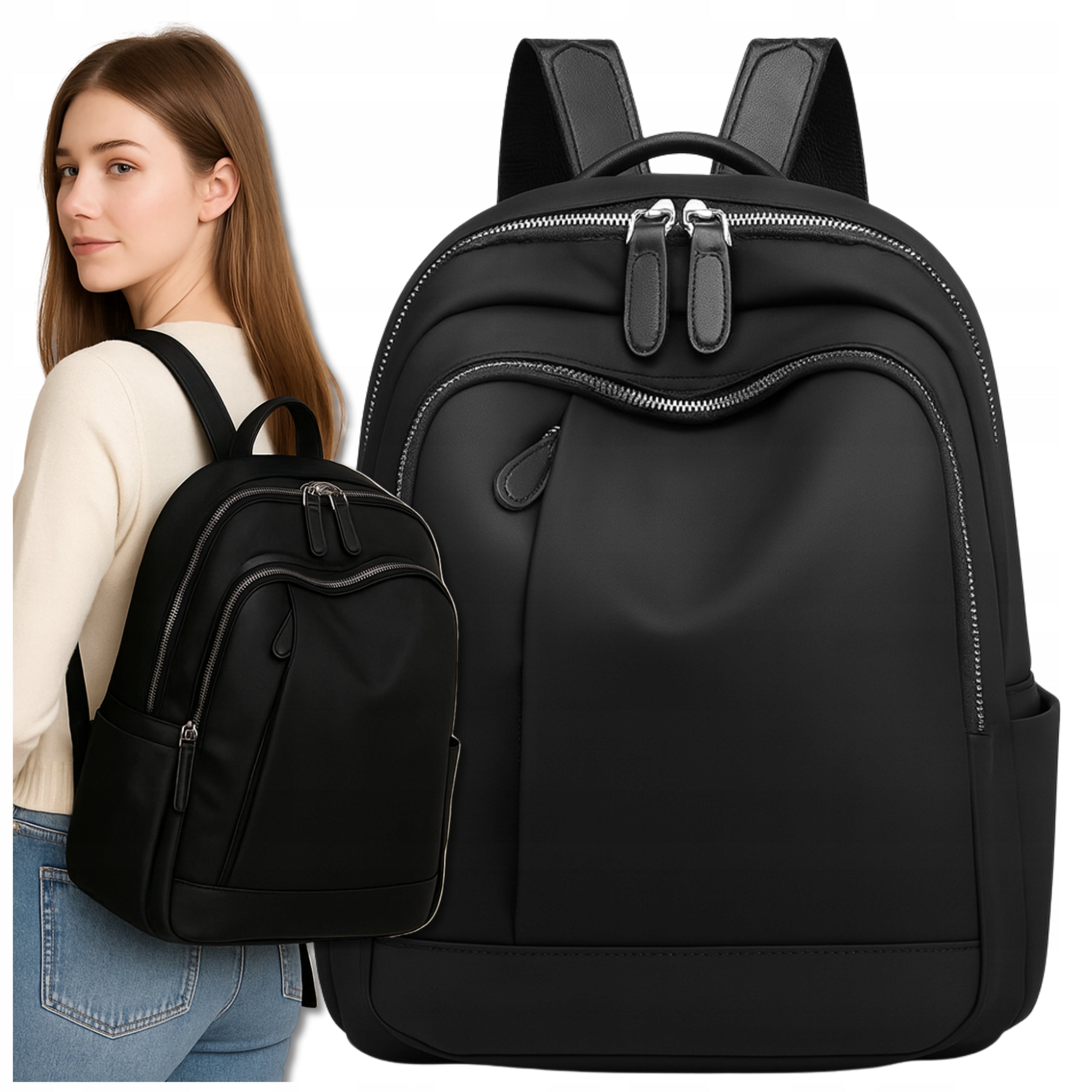 Spacious Sports Fashionable Backpack Women's Urban Bag 2in1 Black School Brand EdiBazzar