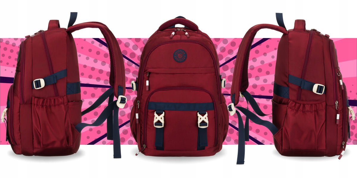 Spacious school backpack youth satchel for children burgundy Peterson Packaging status original