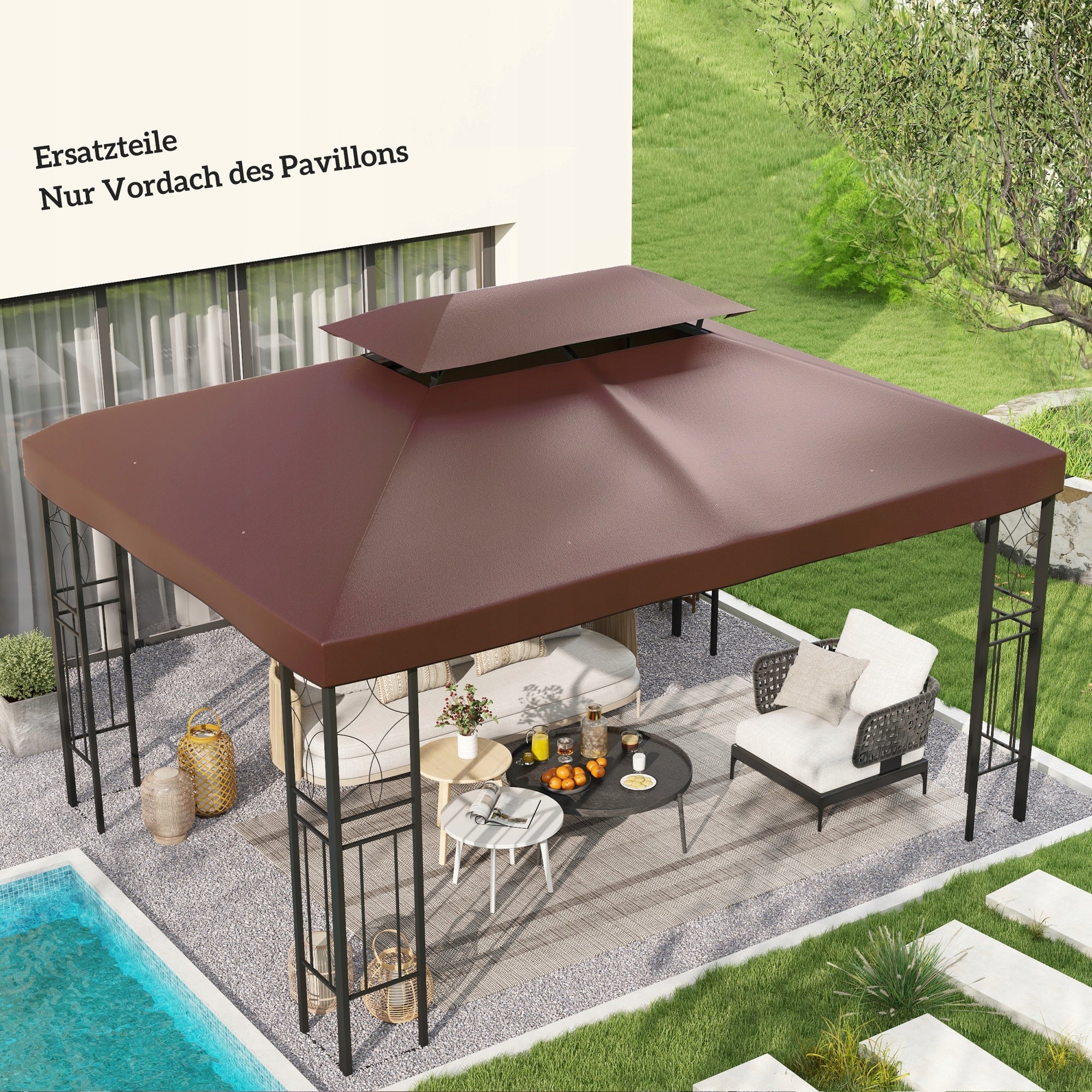 Spare Roof for Garden Pavilion 3x4m Waterproof Plating Packaging status original