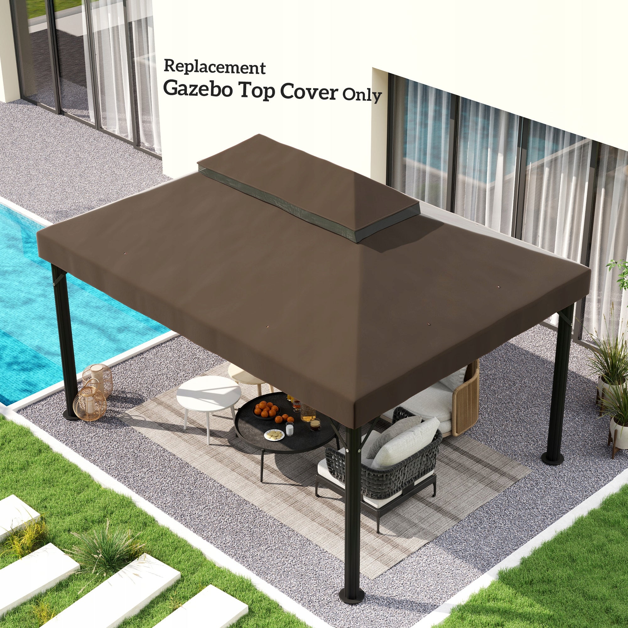 Spare Roof for Garden Pavilion 3x4m Waterproof Plating Type pavilion