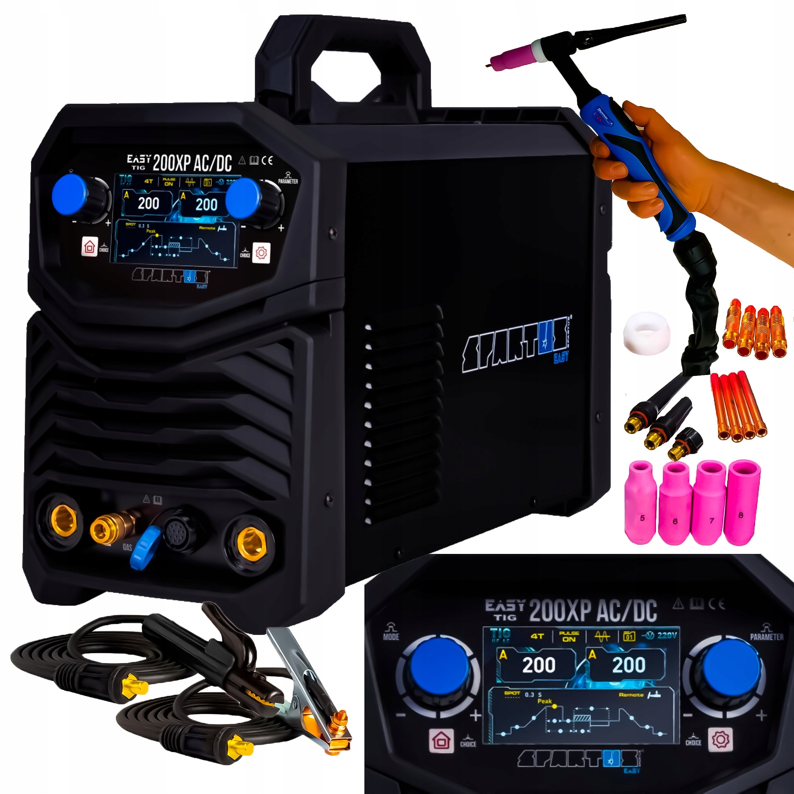 Spartus EasyTIG 200XP AC/DC welder with TIG handle + aluminium accessories