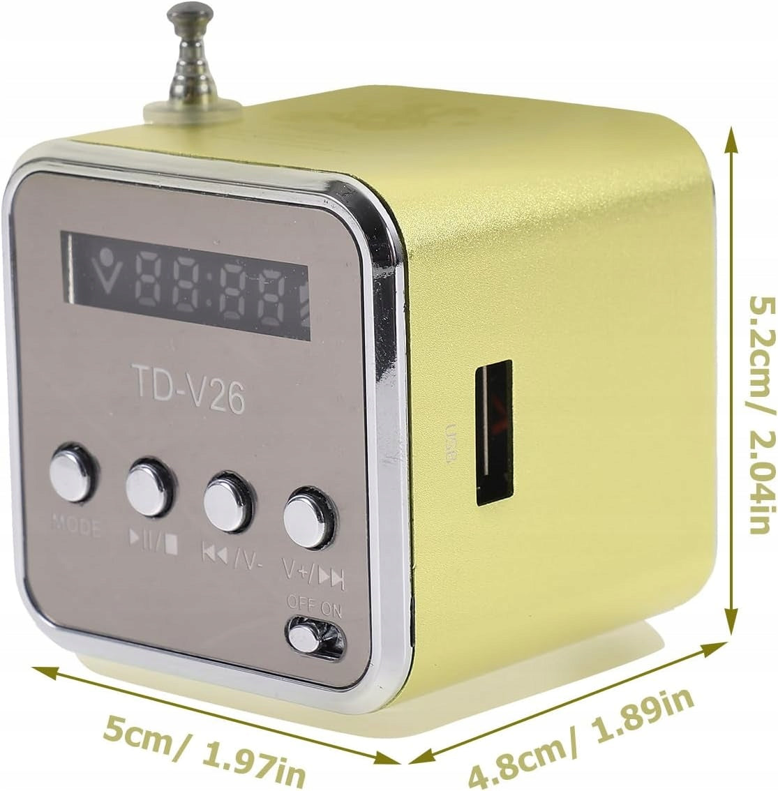 Speaker Mini Portable Wireless Radio MP3 Bluetooth USB Green Color EAN (GTIN) 5904720416699