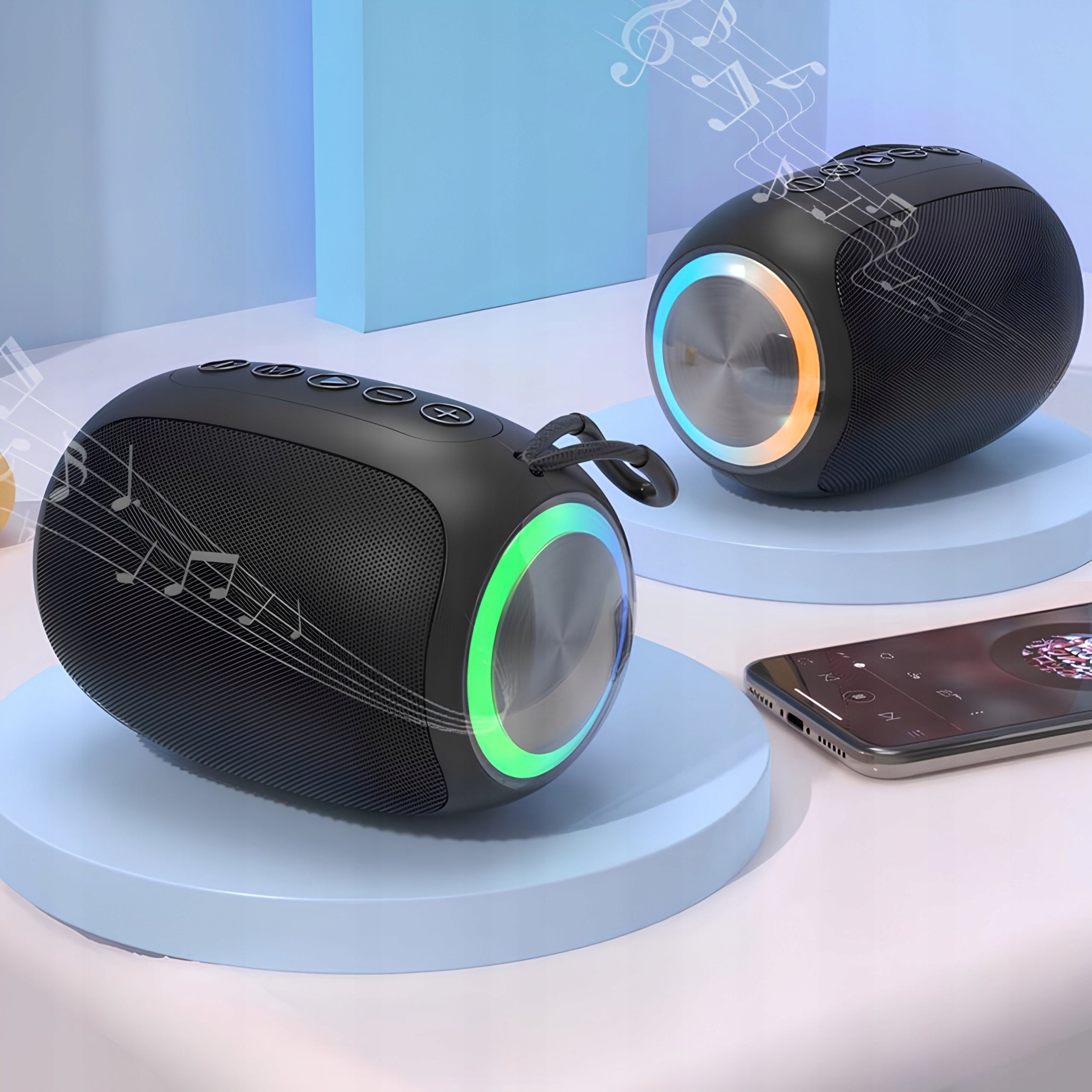 Speaker Portable Wireless Bluetooth Backlit Black 5W FM Radio Packaging status original