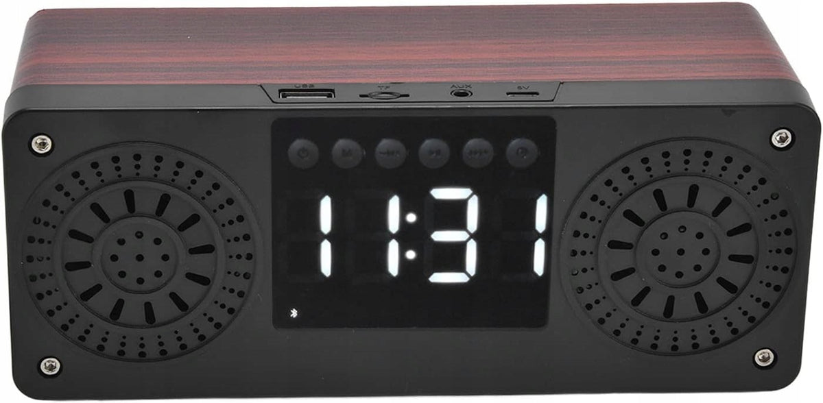 Speaker Red Dual Speaker With Digital Clock And Wooden Brand no brand