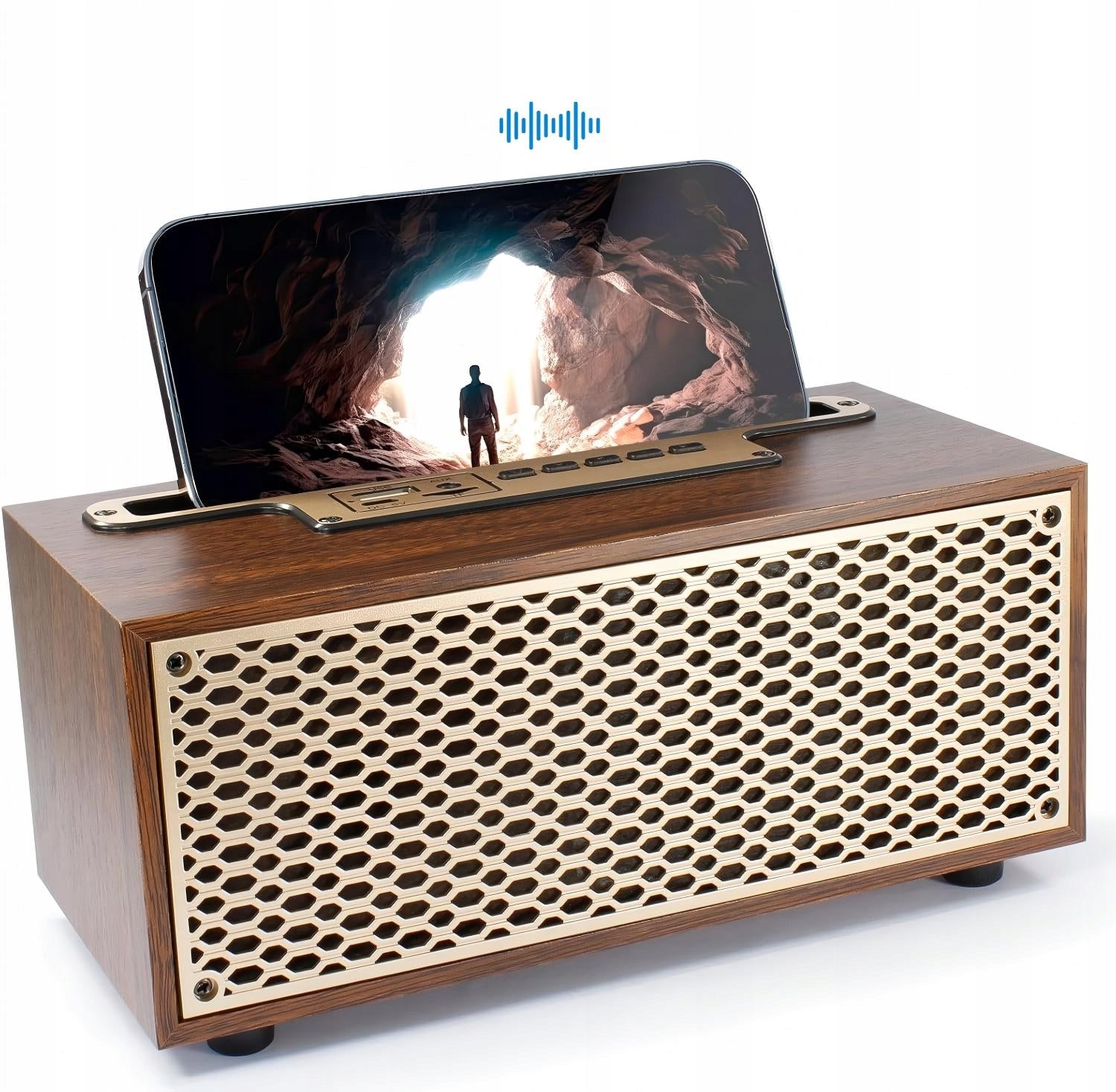 Speaker Retro Bluetooth 5.0 Wooden Subwoofer With FM Radio And Microphone
