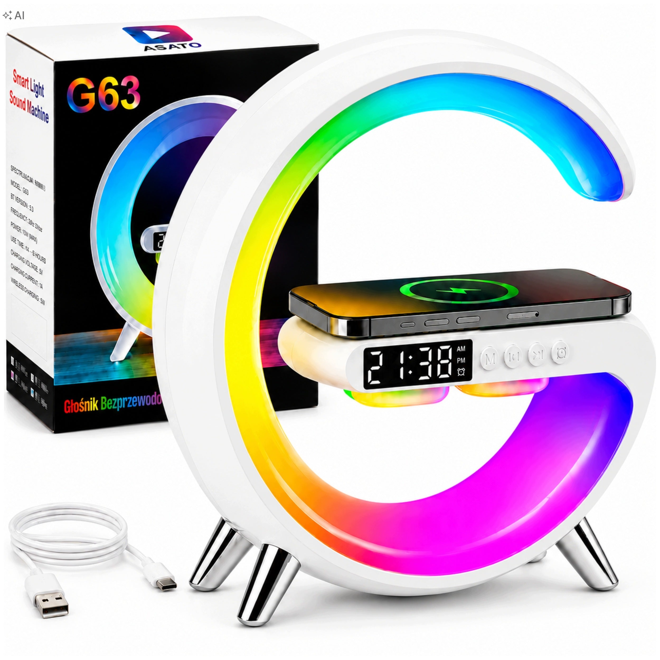 Speaker Wireless RGB Light Bluetooth Alarm Clock Wireless Charger