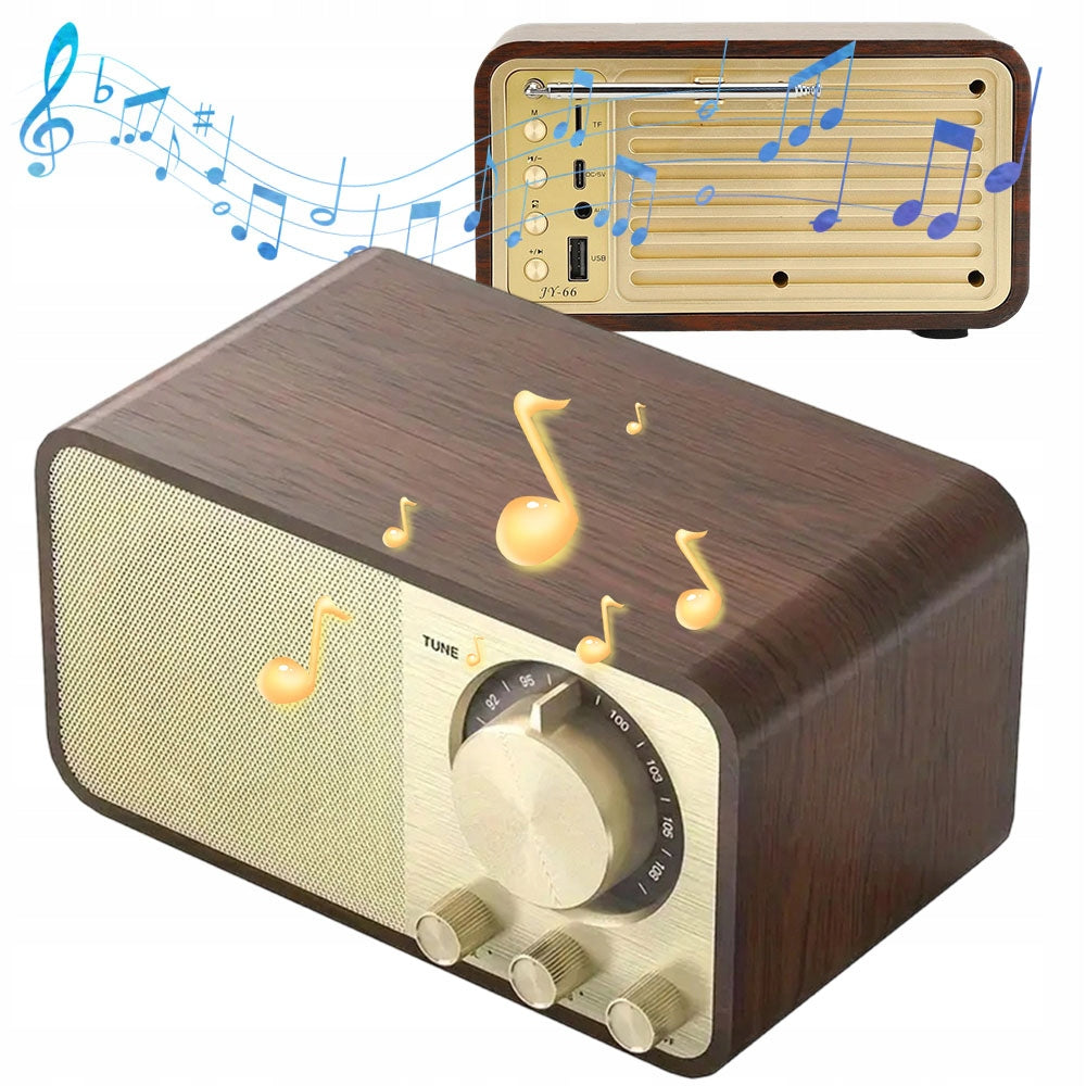 Speaker Wooden Bluetooth 1500MAh AUX/USB/TF Card 5W Sound