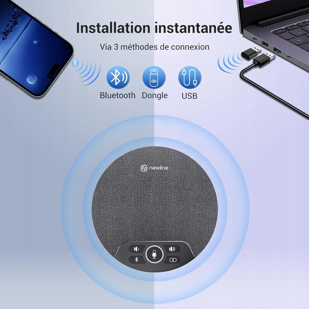 Speaker and conference microphone 4 microphones Bluetooth speakerphone Packaging status original