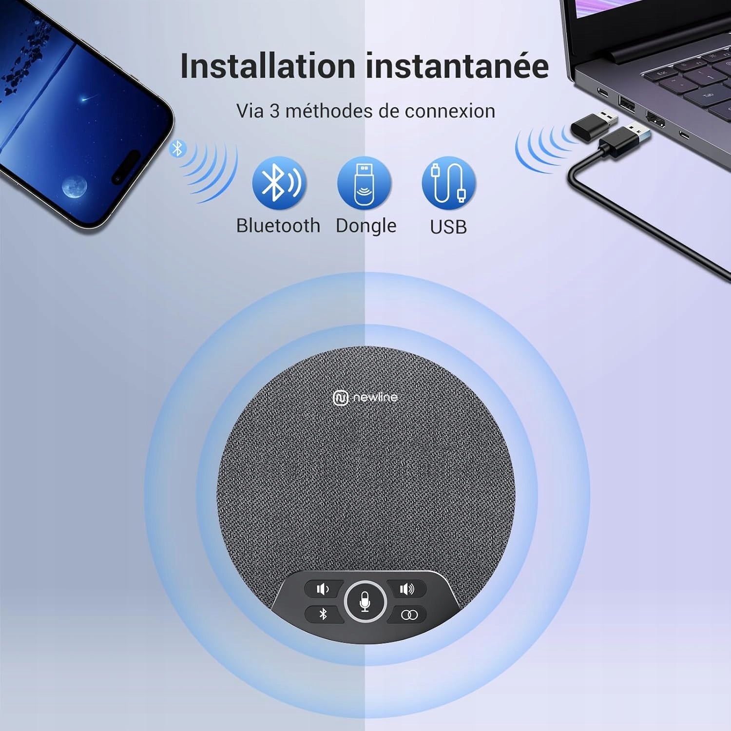Speaker and conference microphone 4 microphones Bluetooth speakerphone Packaging status original