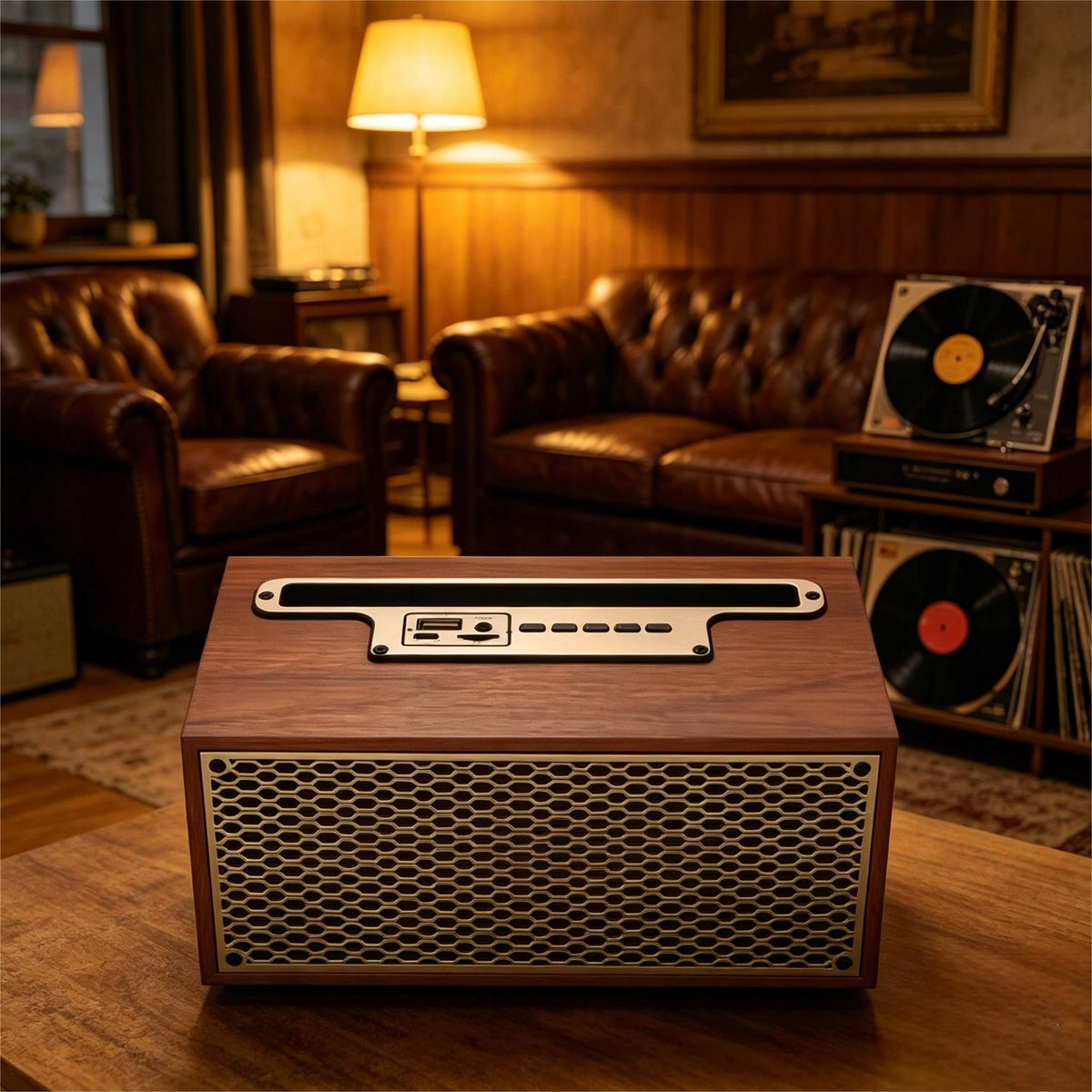 Speaker vintage Bluetooth wood FM radio AM AUX SD card reader 1200mAh