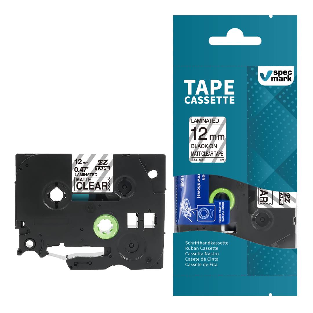 Specmark Laminated Tape for Brother TZe-M31 12mm Transparent Matte Packaging status original