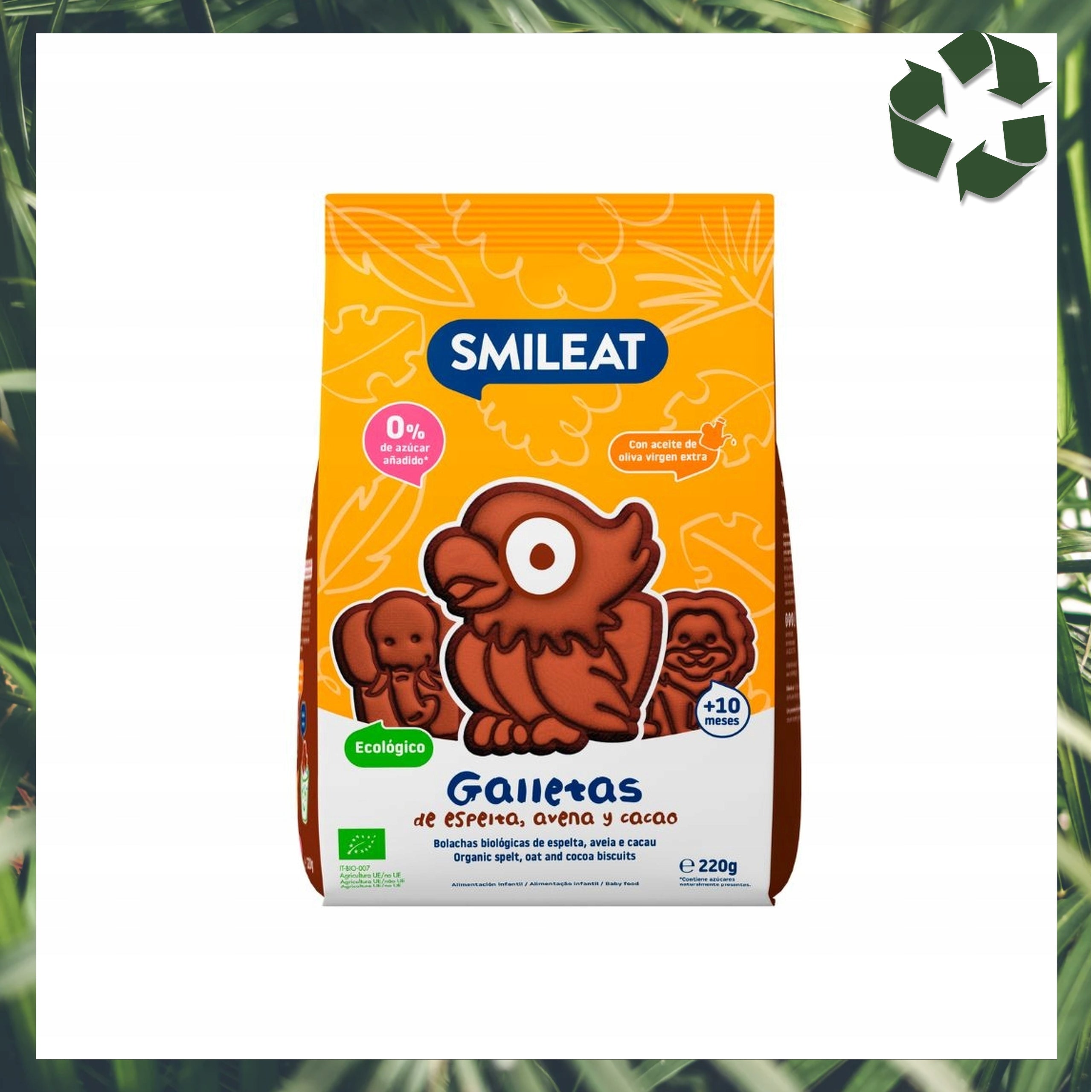 Spelt Biscuits Without Sugar Cocoa Apple 10mcy 220g Smileat BIO Mini EAN (GTIN) 8437017636748