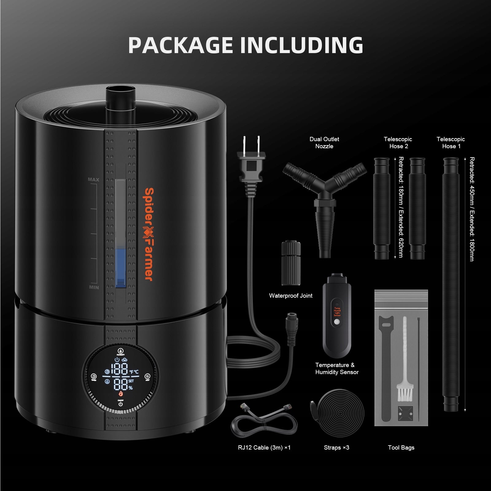Spider Farmer 5L Air Humidifier Ultrasonic Cool Mist with RJ12 Cable Type ultrasonic humidifier