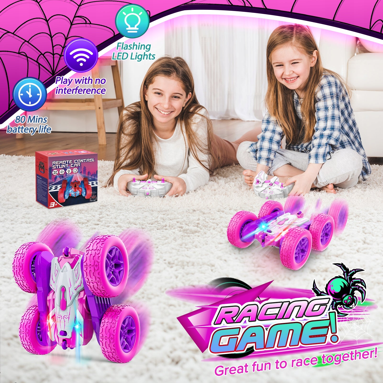 Spider-Man 360° Flip Stunt Car, 2,4 GHz, with Lights Manufacturer code WJ12651AXXBH
