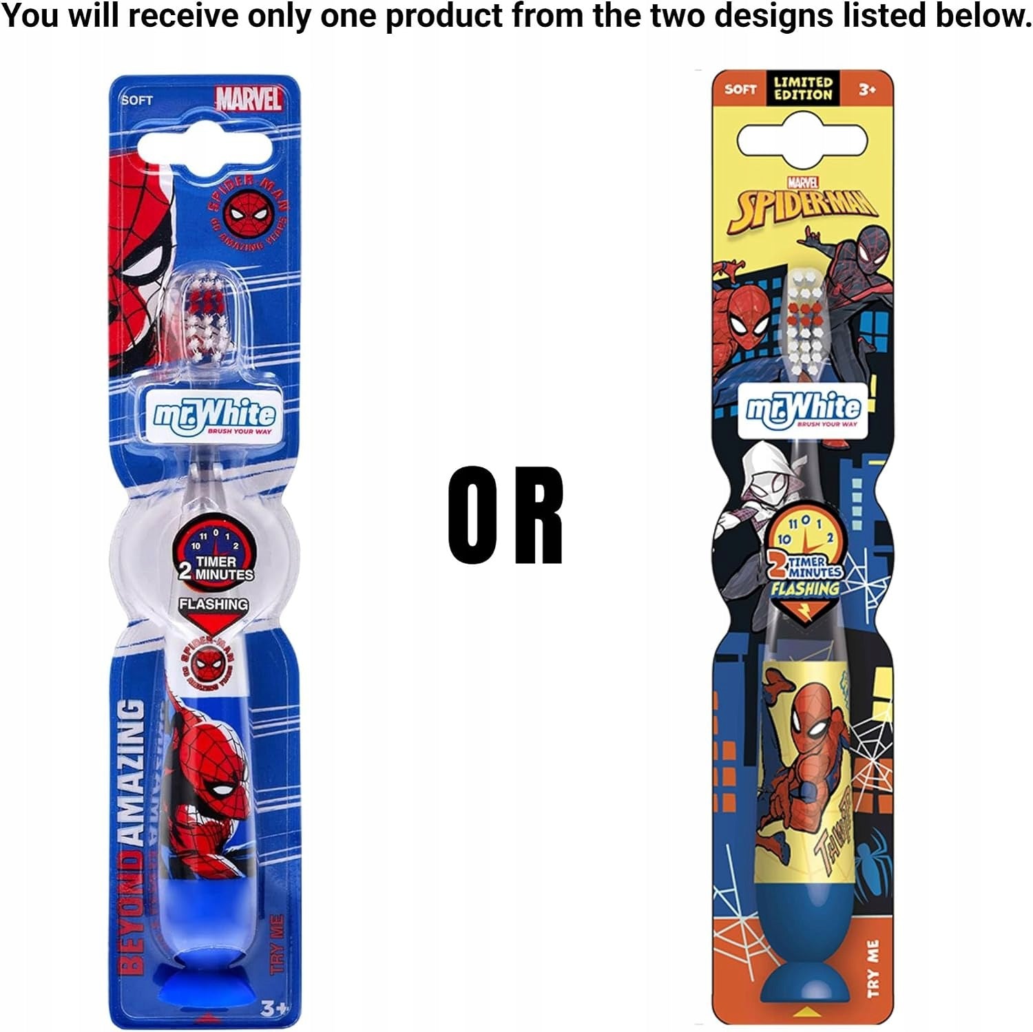 Spider-Man Children's Toothbrush Battery Backlit Timer Soft Brand Marvel