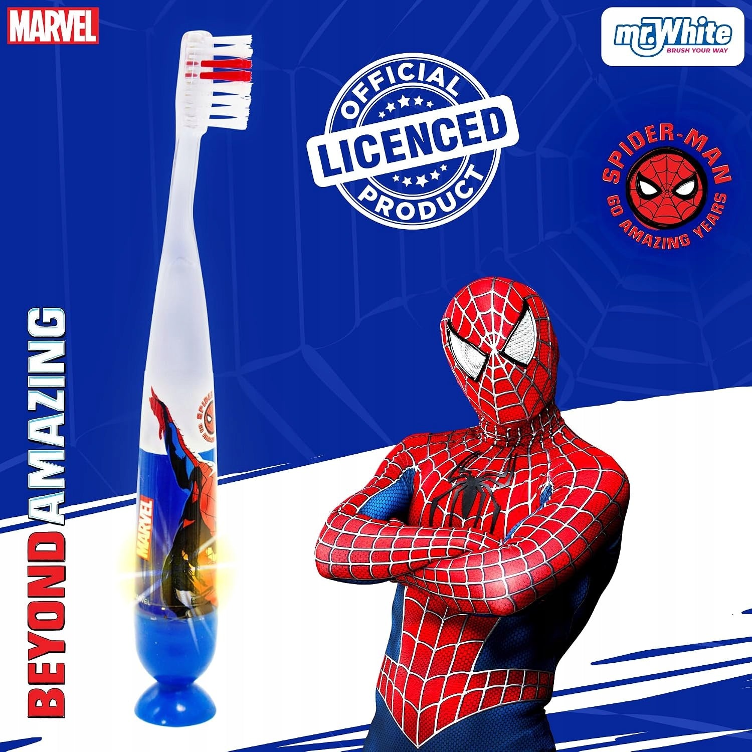 Spider-Man Children's Toothbrush Battery Backlit Timer Soft Dominant color red