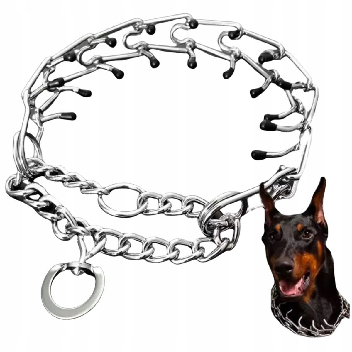 Spiked Dog Collar Training Clamp With Rubber Tips 50cm M