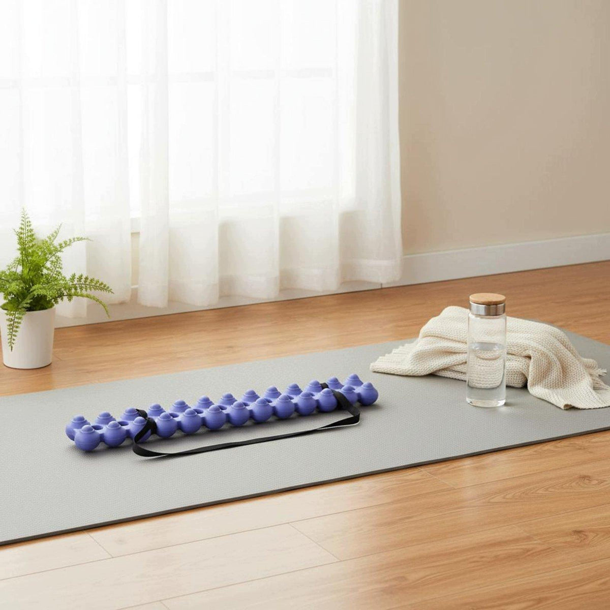 Spinal Roller Pilates Spine Massager Raised Node Massage Purple with Strap Medical device no
