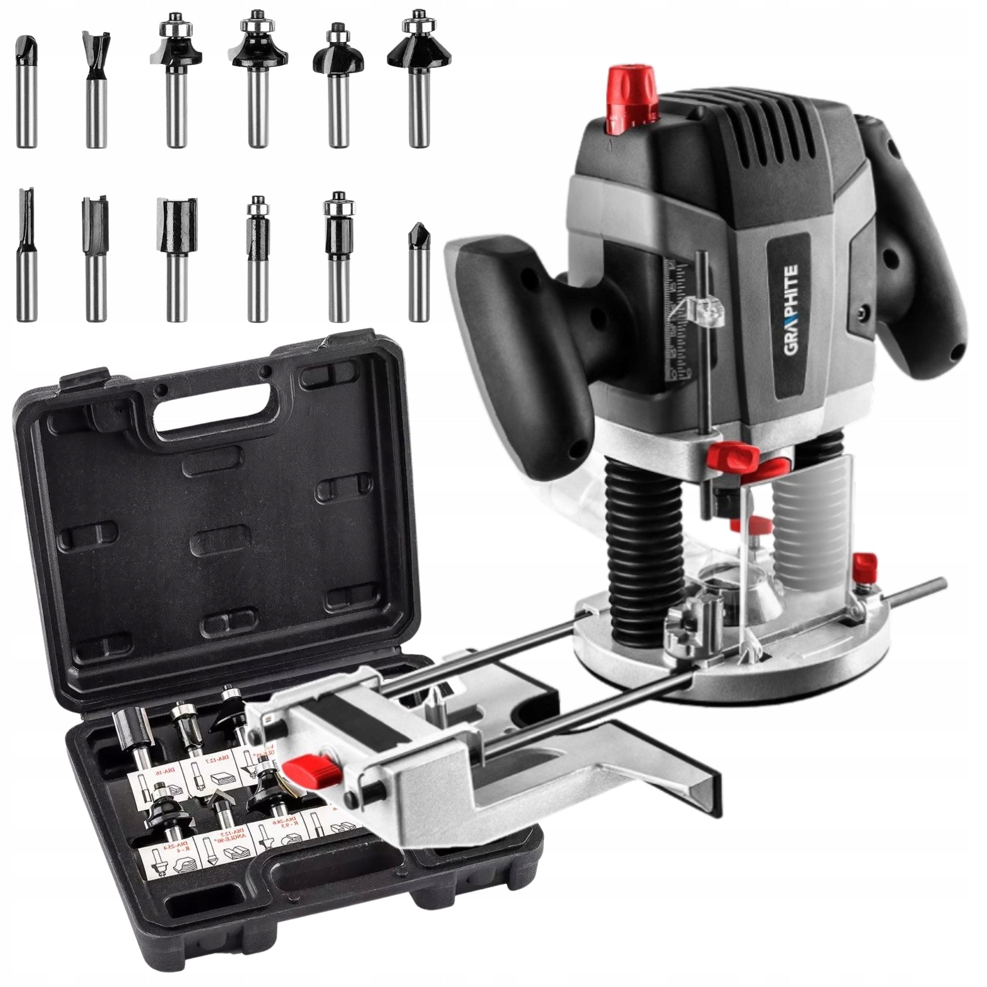 Spindle milling machine 1300W + Cutters 12 pcs. SLEEVES 6-8-12mm GRAPHITE