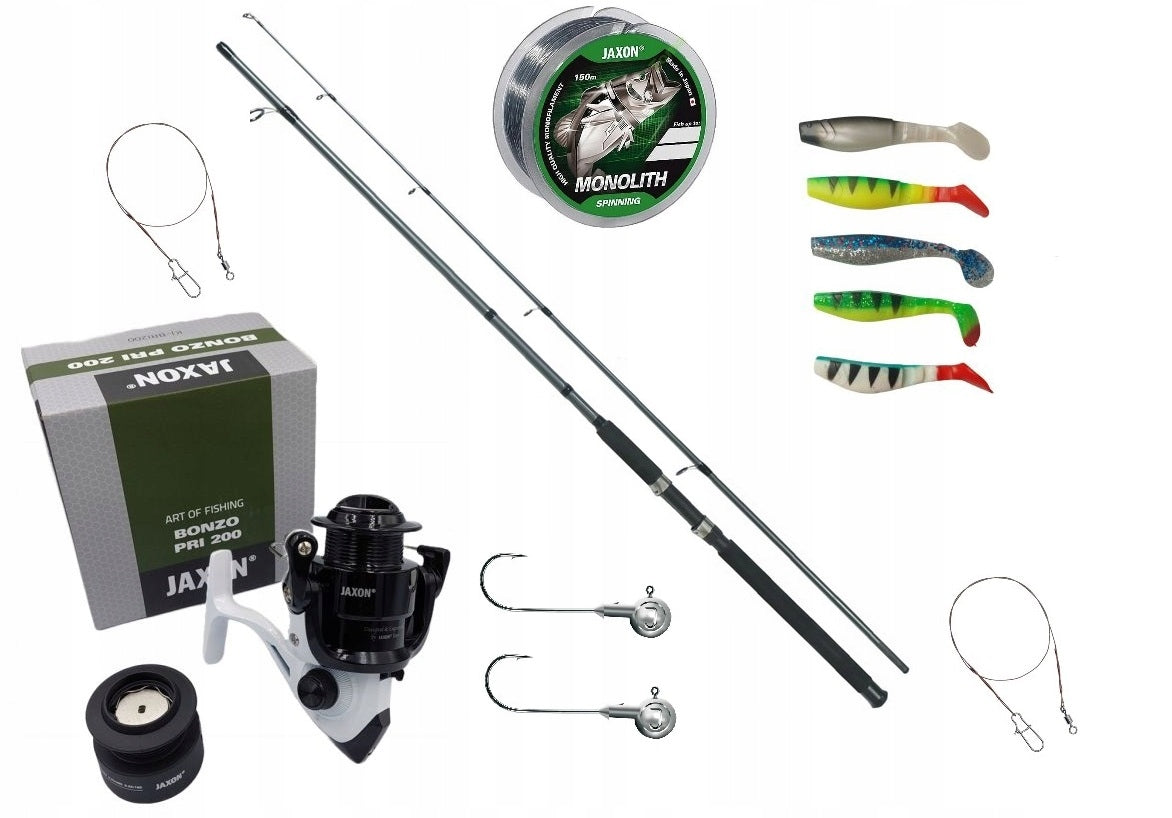 Spinning 2,40 Jaxon Set Reel Bonzo Rippers Head Leaders Fishing Line